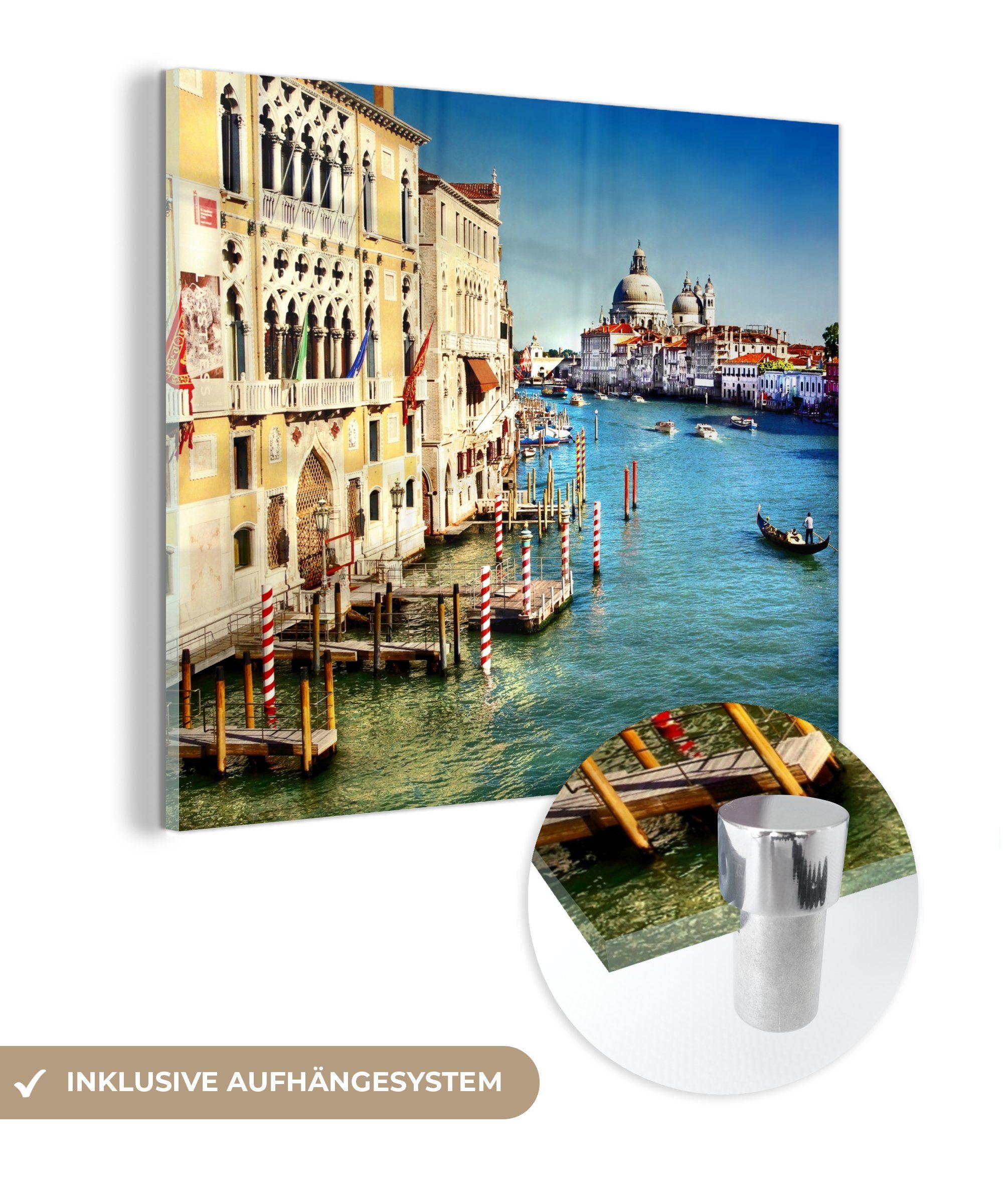 MuchoWow Acrylglasbild Ein Tag in Wandbild Venedig, Foto (1 Wanddekoration Glas Bilder St), Glas auf - auf - Glasbilder 