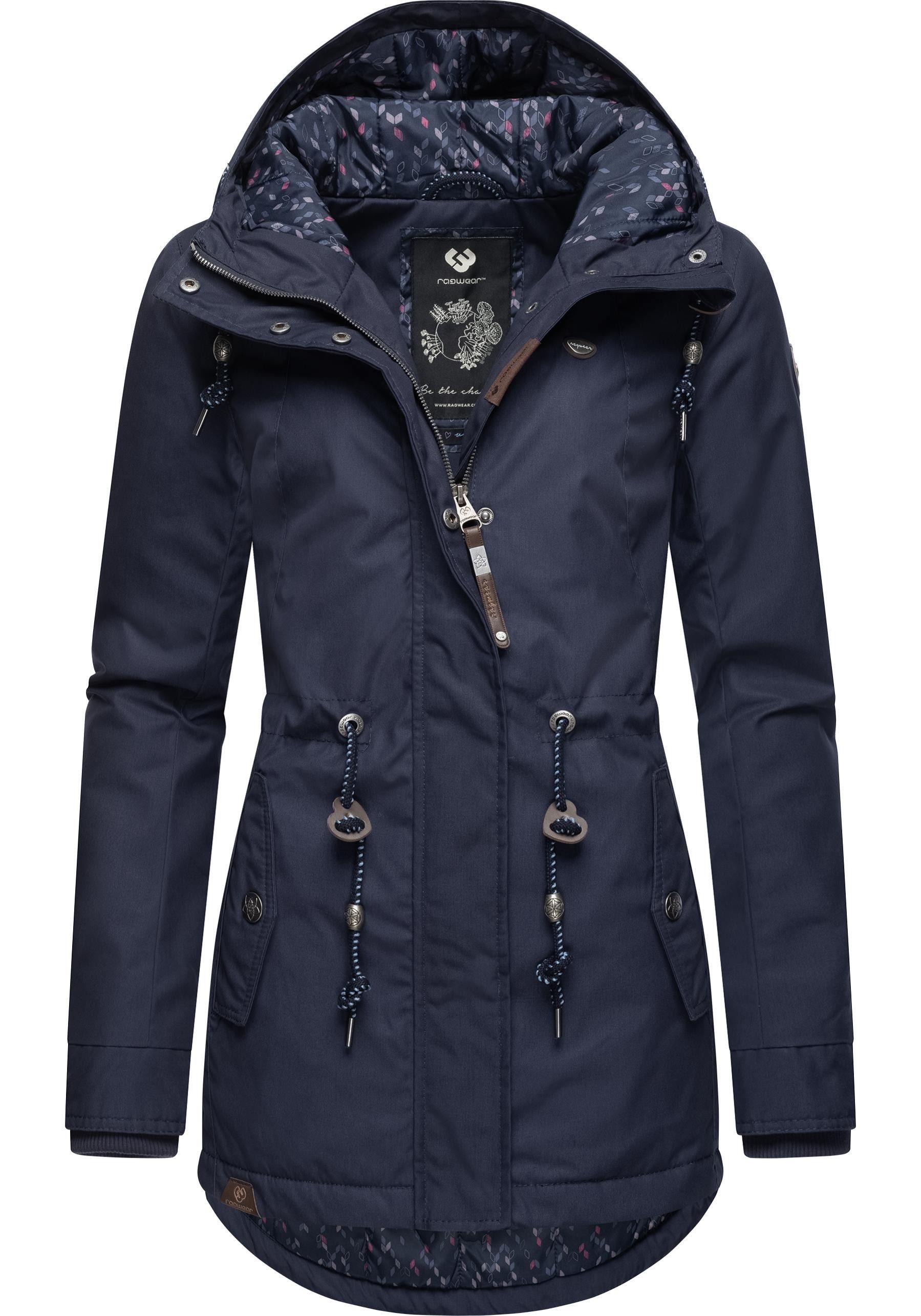 Ragwear Winterjacke Monadis Black Label kalte für Winterparka Jahreszeit die graublau stylischer