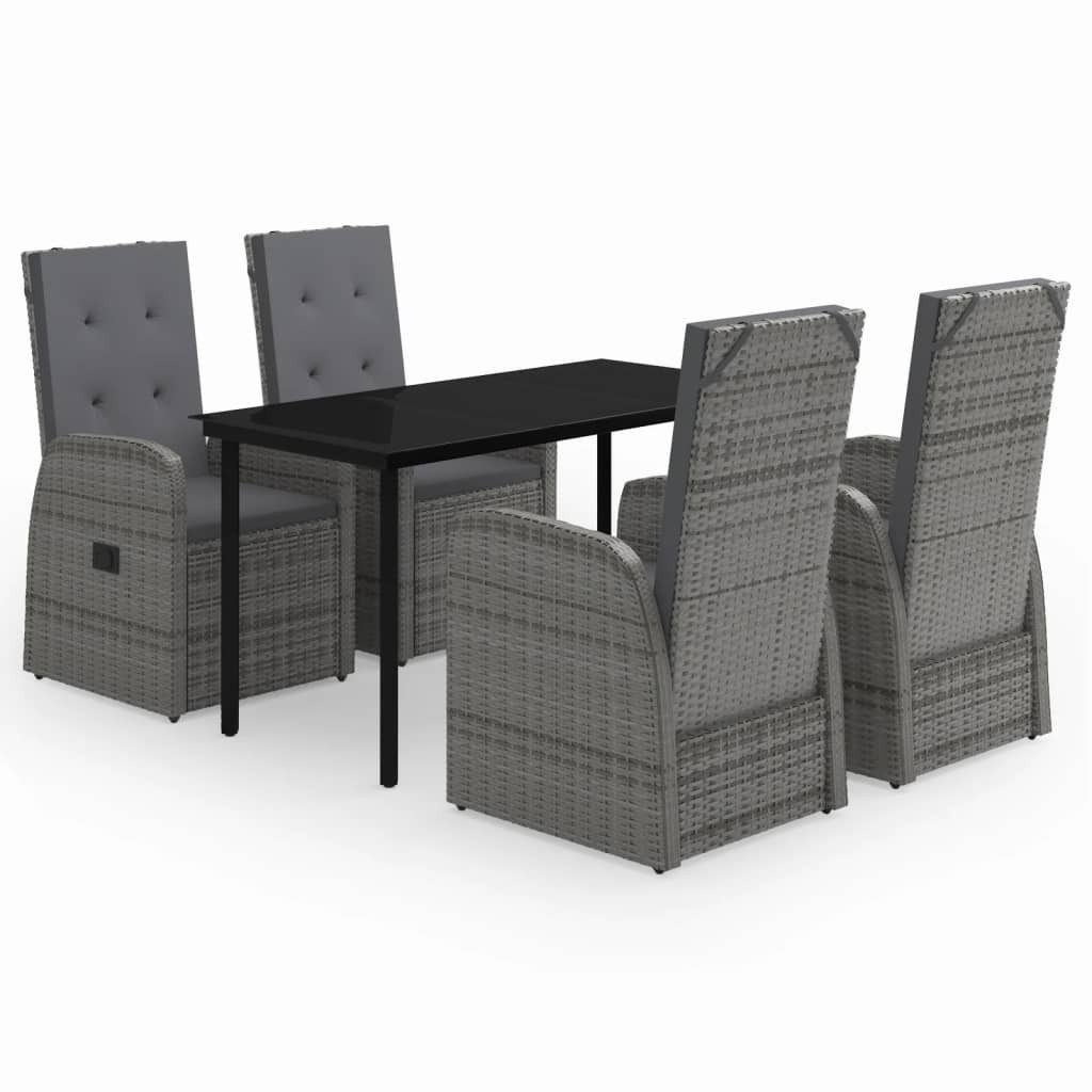 DOTMALL GartenEssgruppe 5tlg. Polyrattan, Stahl, Balkonset, Loungeset