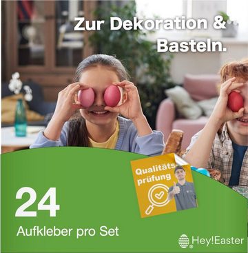 Hey!Easter® Sticker 24er Ostern Aufkleber Ø 5 cm - Ostereier Sticker, Ostern Dekoration, 5 cm Durchmesser