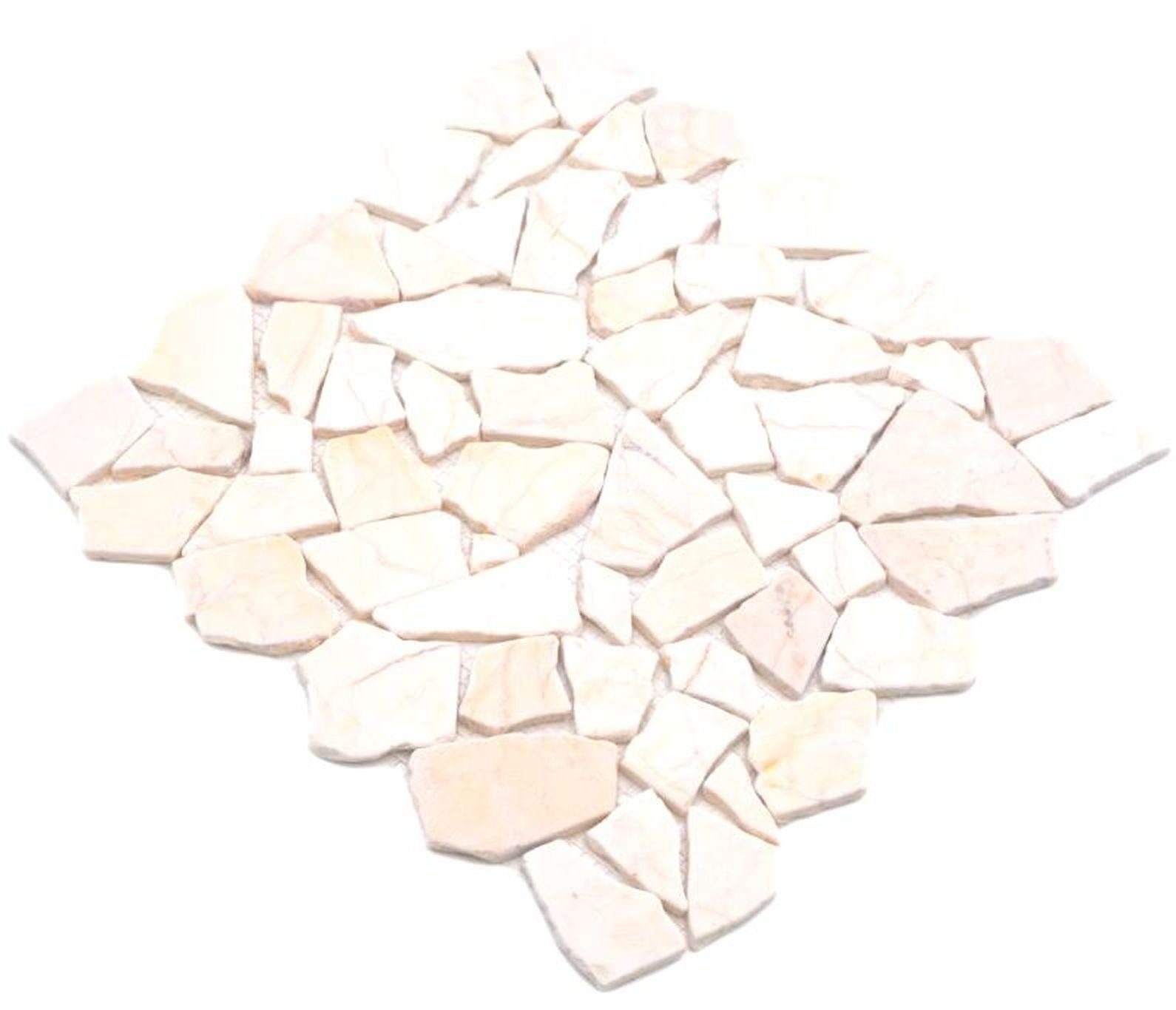 Mosani Mosaikfliesen Mosaik Polygonal cream golden poliert Struktur Bruch Marmor