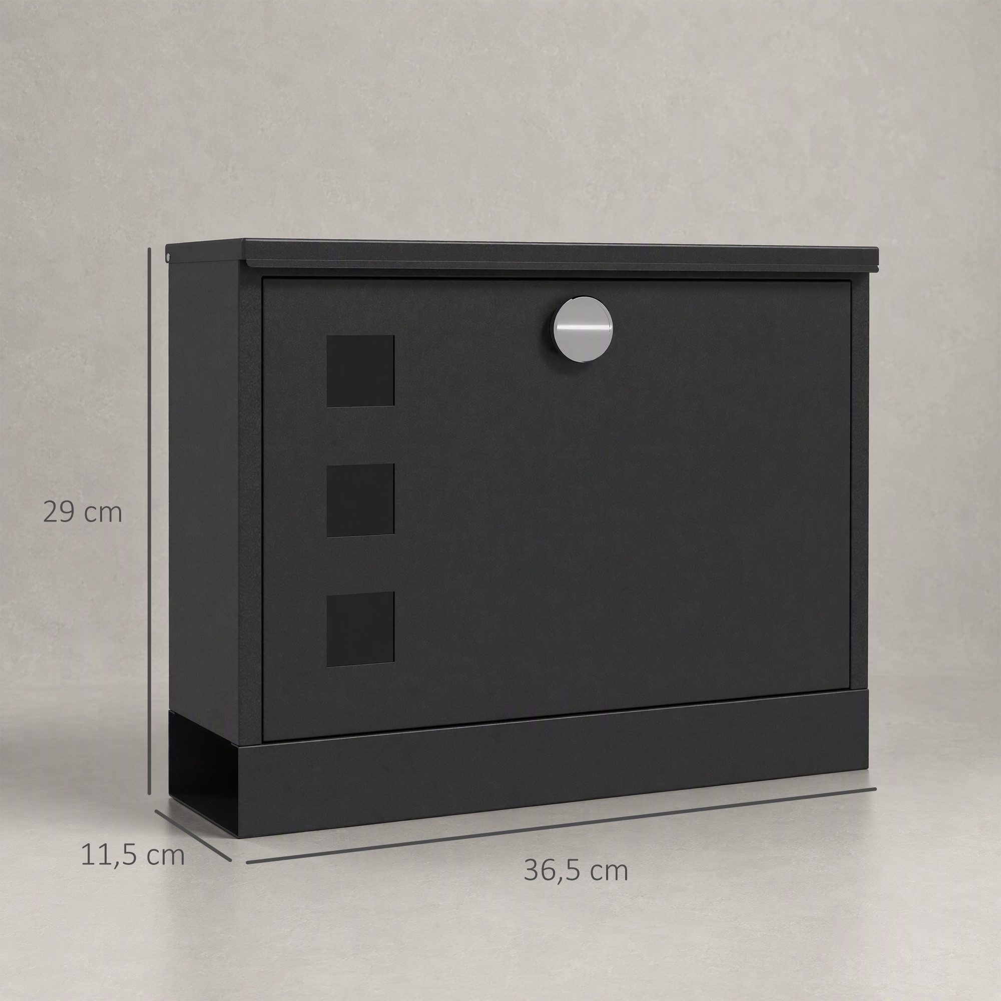 HOMCOM Briefkasten Postkasten mit 2 Schlüssel, Wandbriefkasten mit Sichtfenster (Postfach, 1-St., Posteingang), Wasserabweisend, 36,5 x 11,5 x 29 cm, Schwarz – Bild 3 von 5