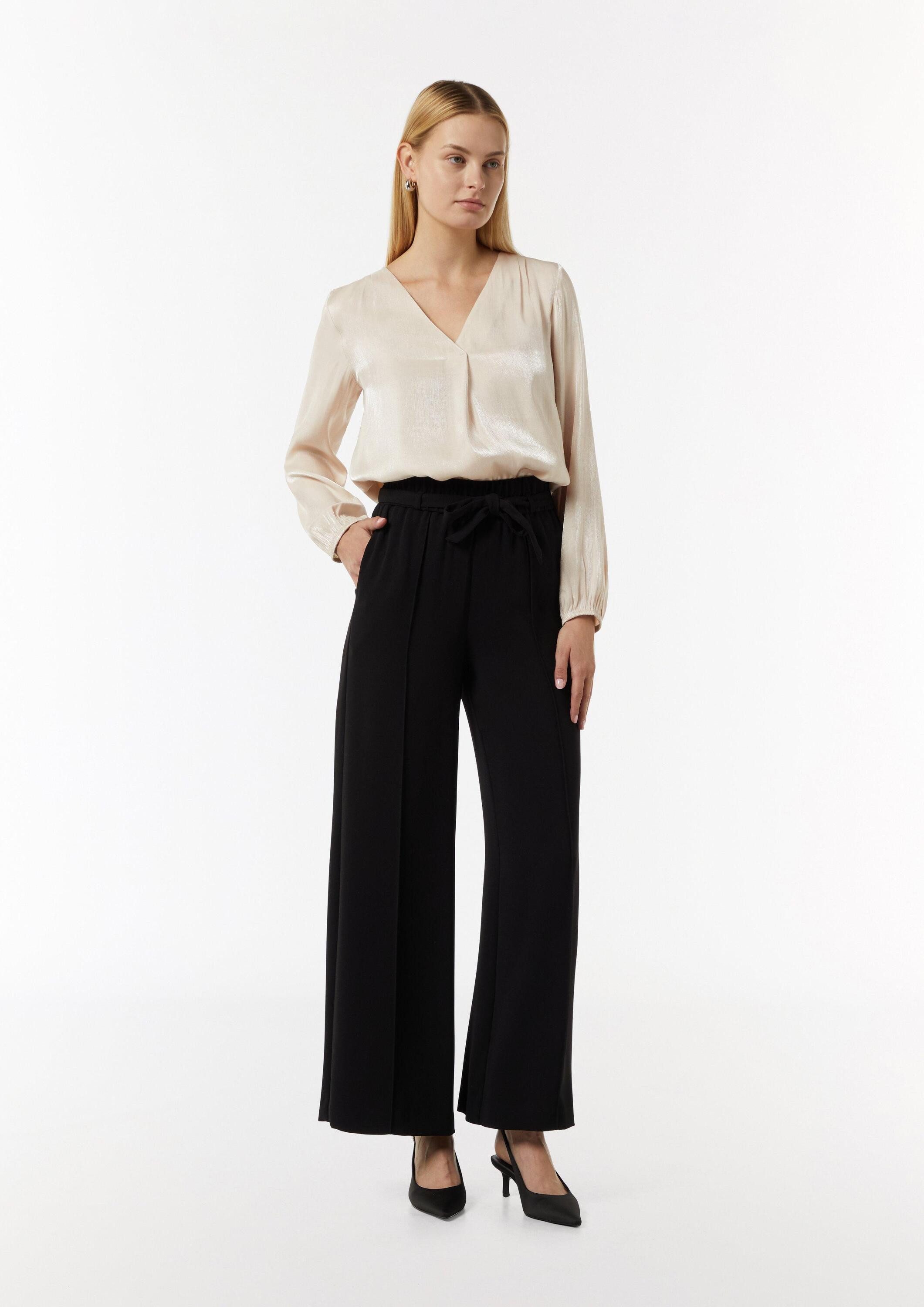 comma Langarmbluse Bluse Schimmernde Bluse mit Faltendetails