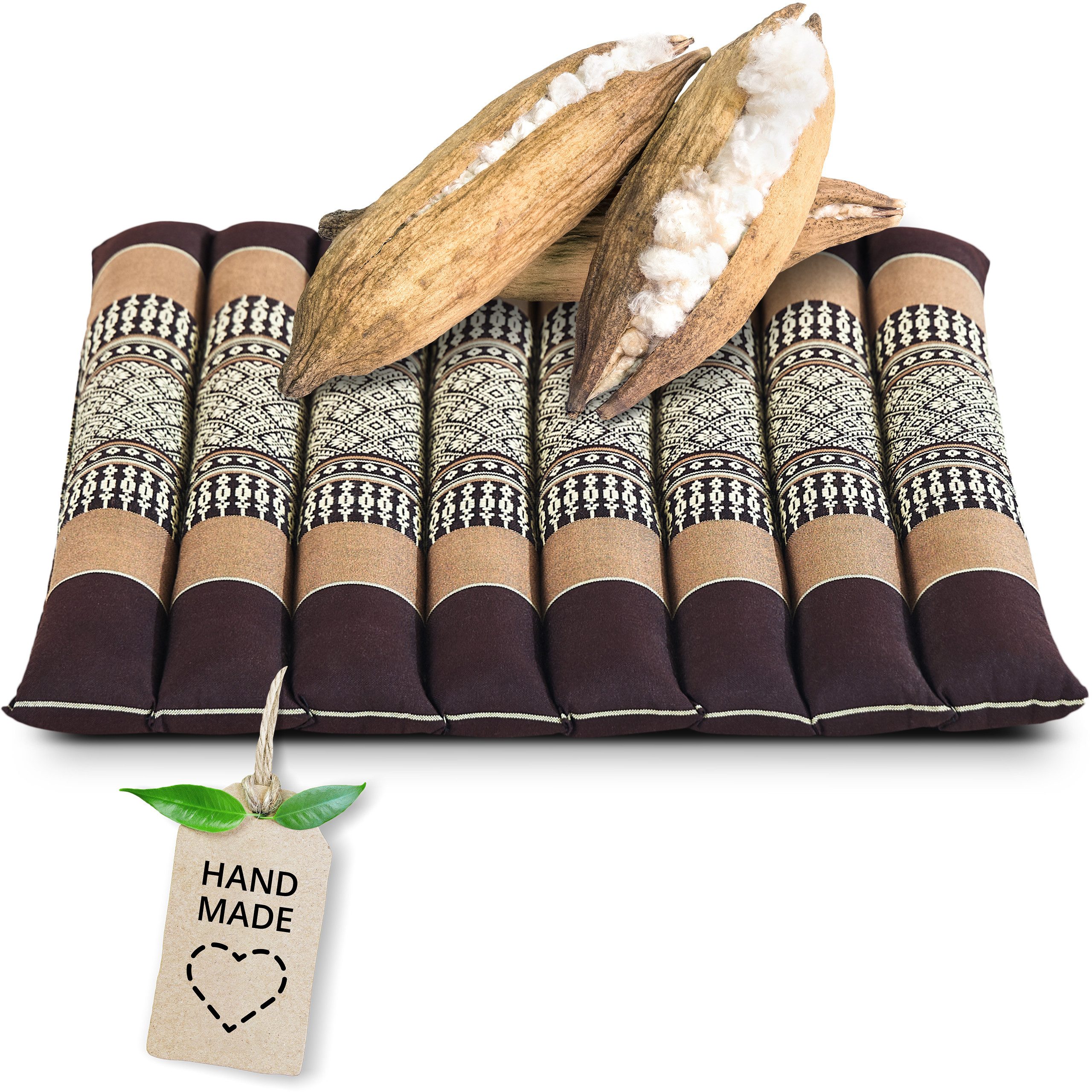 livasia Sitzkissen Steppkissen 35 cm, vegan und handgefertigt, 35x35x4,5cm, Kapok