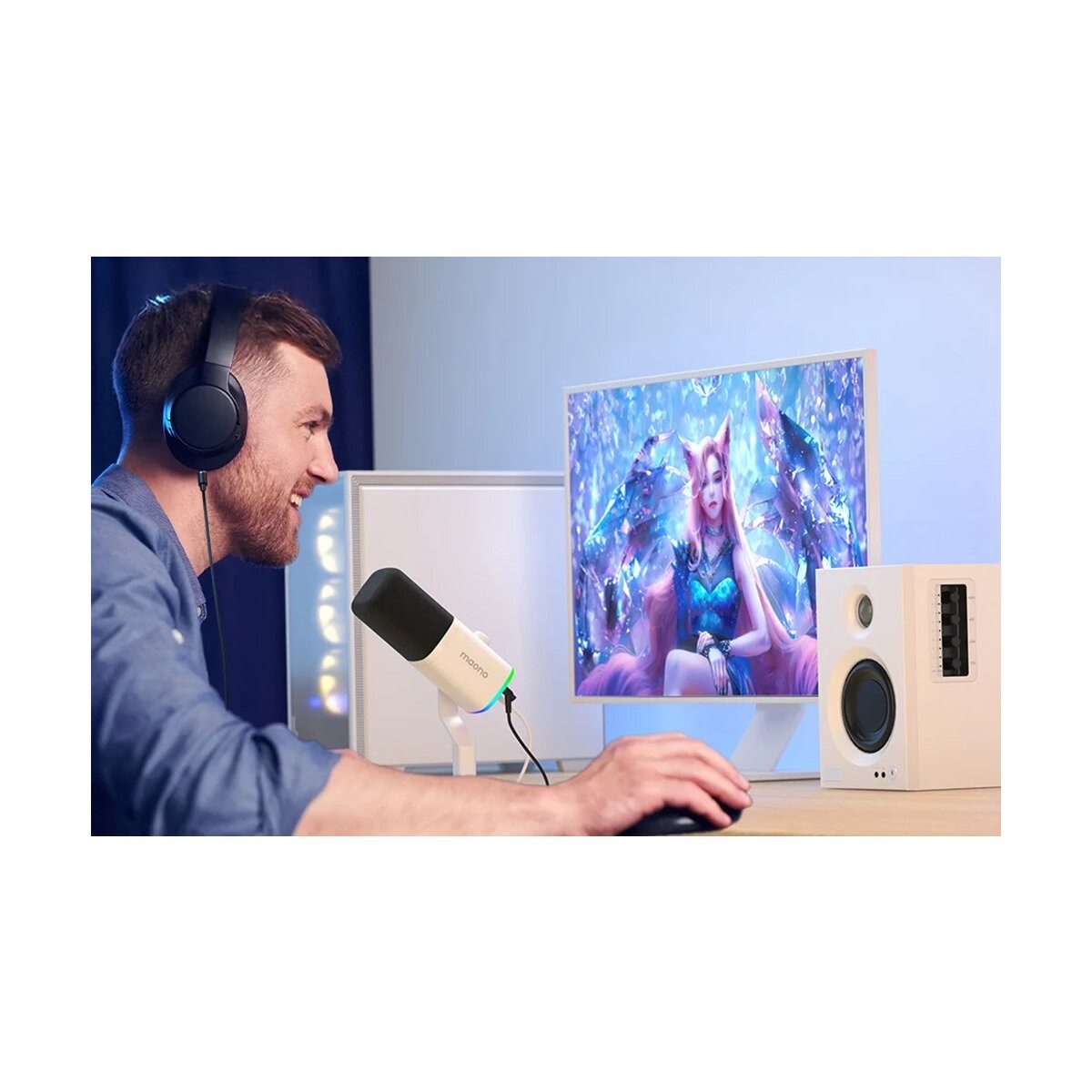 Maono Streaming-Mikrofon Maono PD100X dynamisches Mikrofon weiß USB/XLR