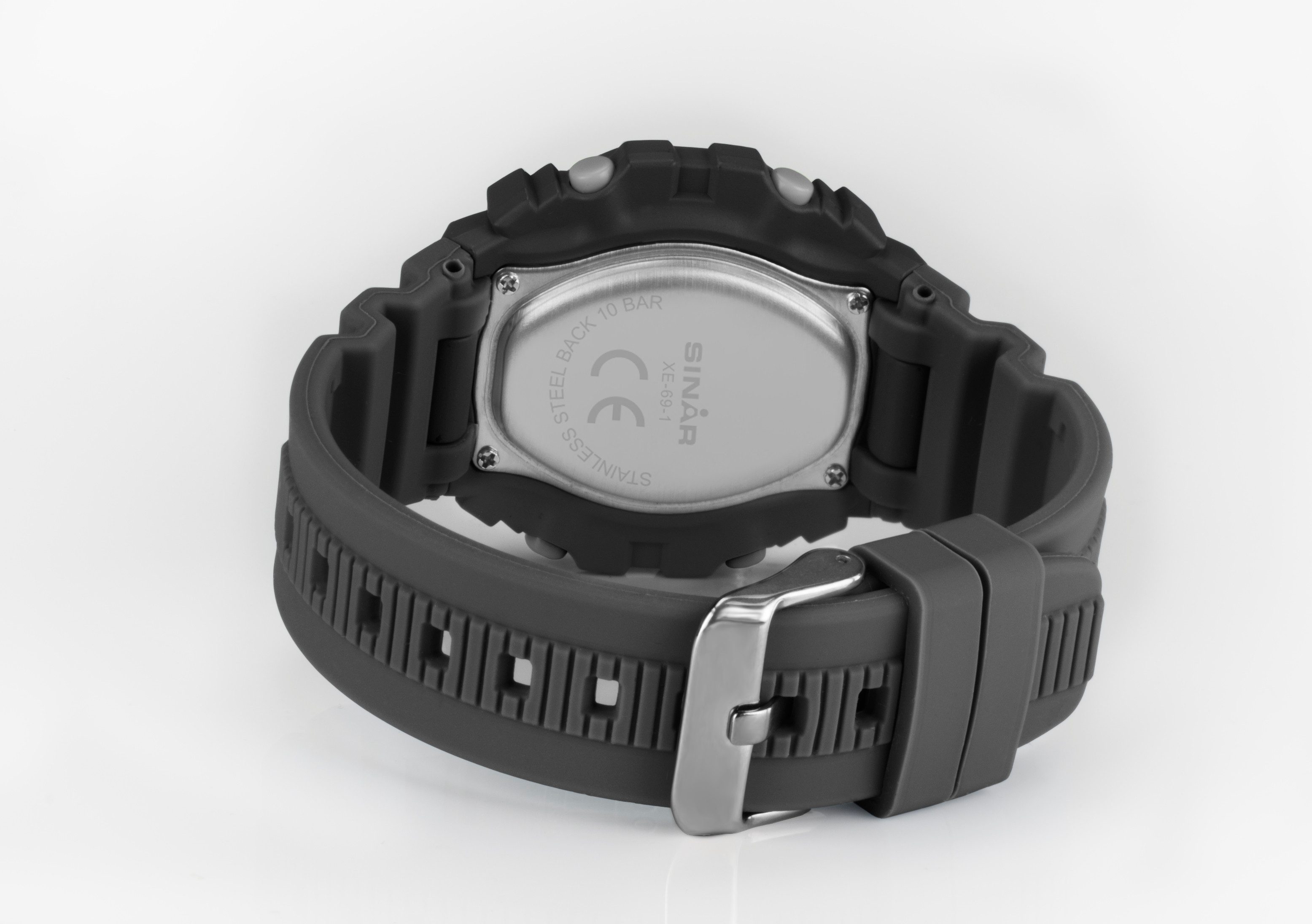 SINAR Digitaluhr XE-69-1, Quarzuhr, Armbanduhr, Herrenuhr, Silikonarmband, digital, Monat, Tag