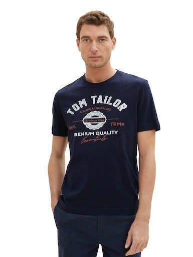 TAILOR mit Logofrontprint großem sky T-Shirt TOM captain blue