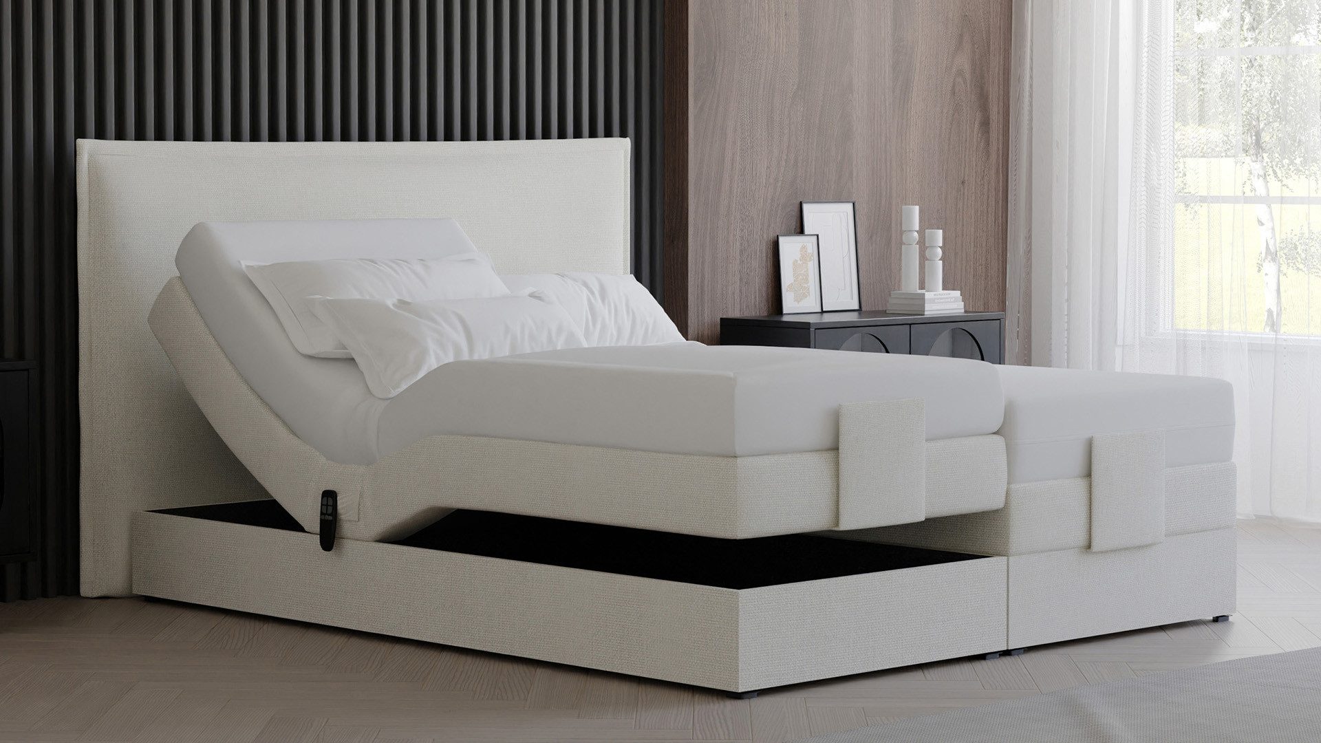PAARA Boxspringbett elektrisch verstellbar mit Motor alle Größen Modell Madrid GM, mit einzigartigem Belüftungssystem