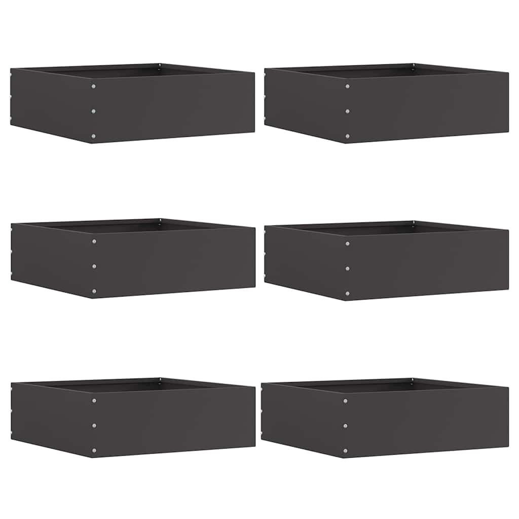 vidaXL Beetumrandung Raseneinfassung 6 Stk. 40 x 40 x 13 cm Stahl Schwarz