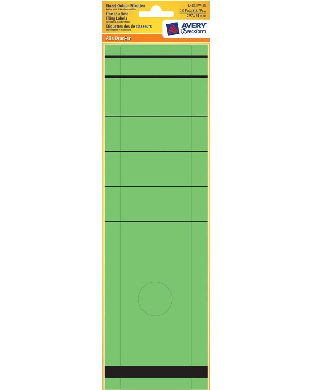 Avery Zweckform Etiketten Einzel Ordner-Etiketten Breit Lang 297x61mm Farbig, A4 Ordnerrücken Rückenschilder Ordner-Aufkleber
