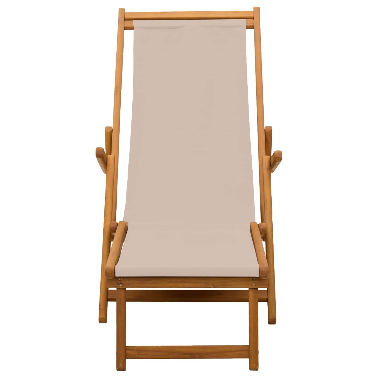 vidaXL Gartenliege Klappbare Sonnenliege Massives Eukalyptus Holz Beige, 1 St.