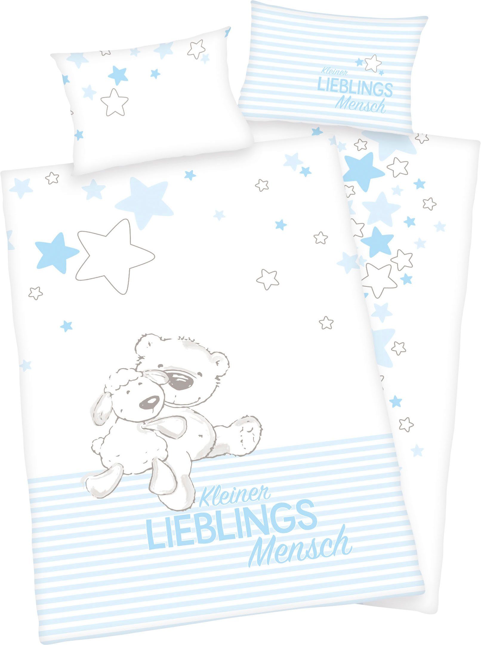 Baby Best Babybettwäsche Kleiner Lieblingsmensch, Flanell, mit niedlichem Teddy-Motiv und Schriftzug