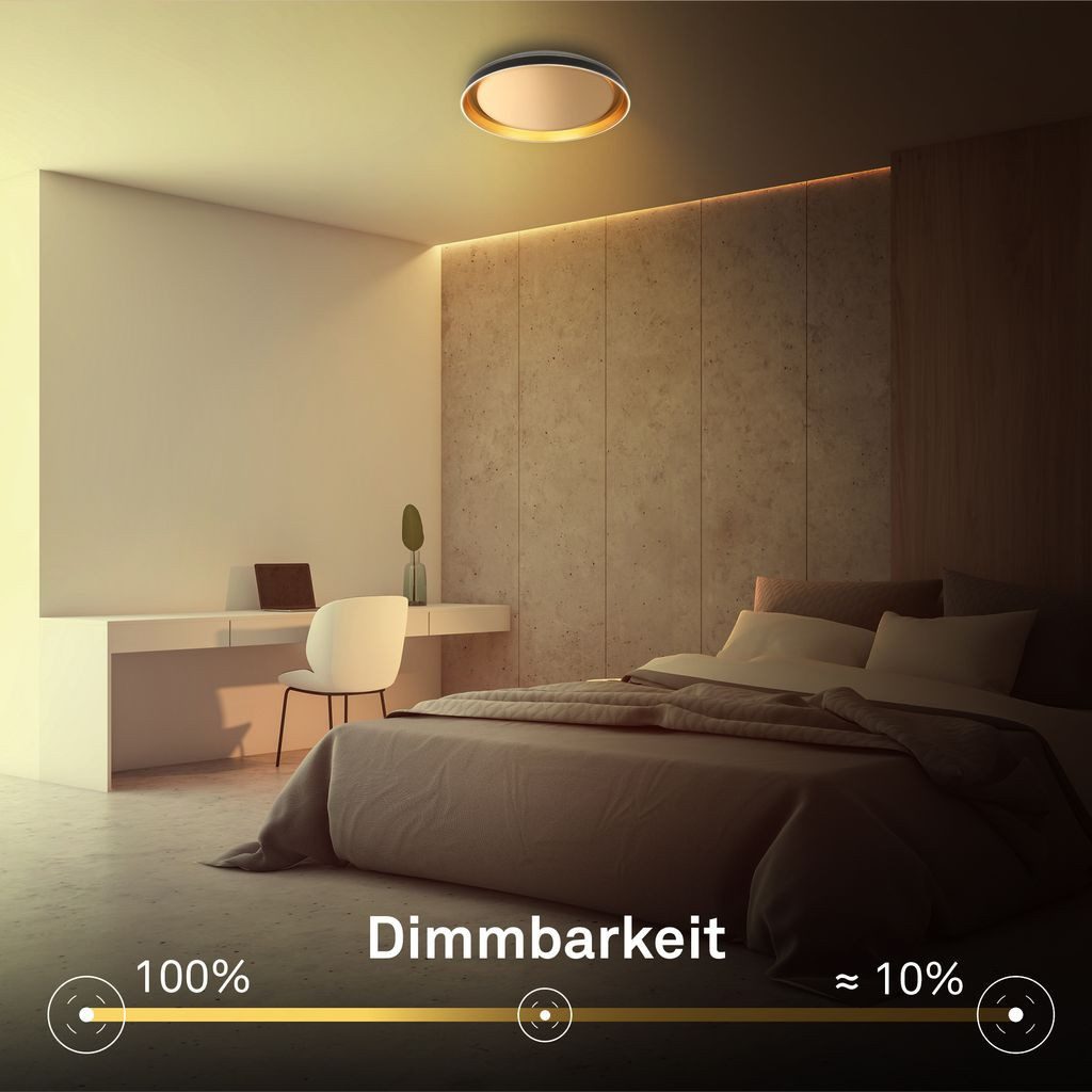 Briloner Leuchten LED Deckenleuchte LED Deckenlampe Fernbedienung Dimmbar CCT Sternenhimmel Dekorblende, LED fest integriert, 6500K - Kaltweiß, 4000K - Neutralweiß, 3000K - Warmweiß, CCT Farbtemperatursteuerung - Warmweiß / Neutralweiß / Kaltweiß, 5500-6500K - Tageslichtweiß, 43x8 cm, Wohnzimmer, Schlafzimmer, Flur, Küche