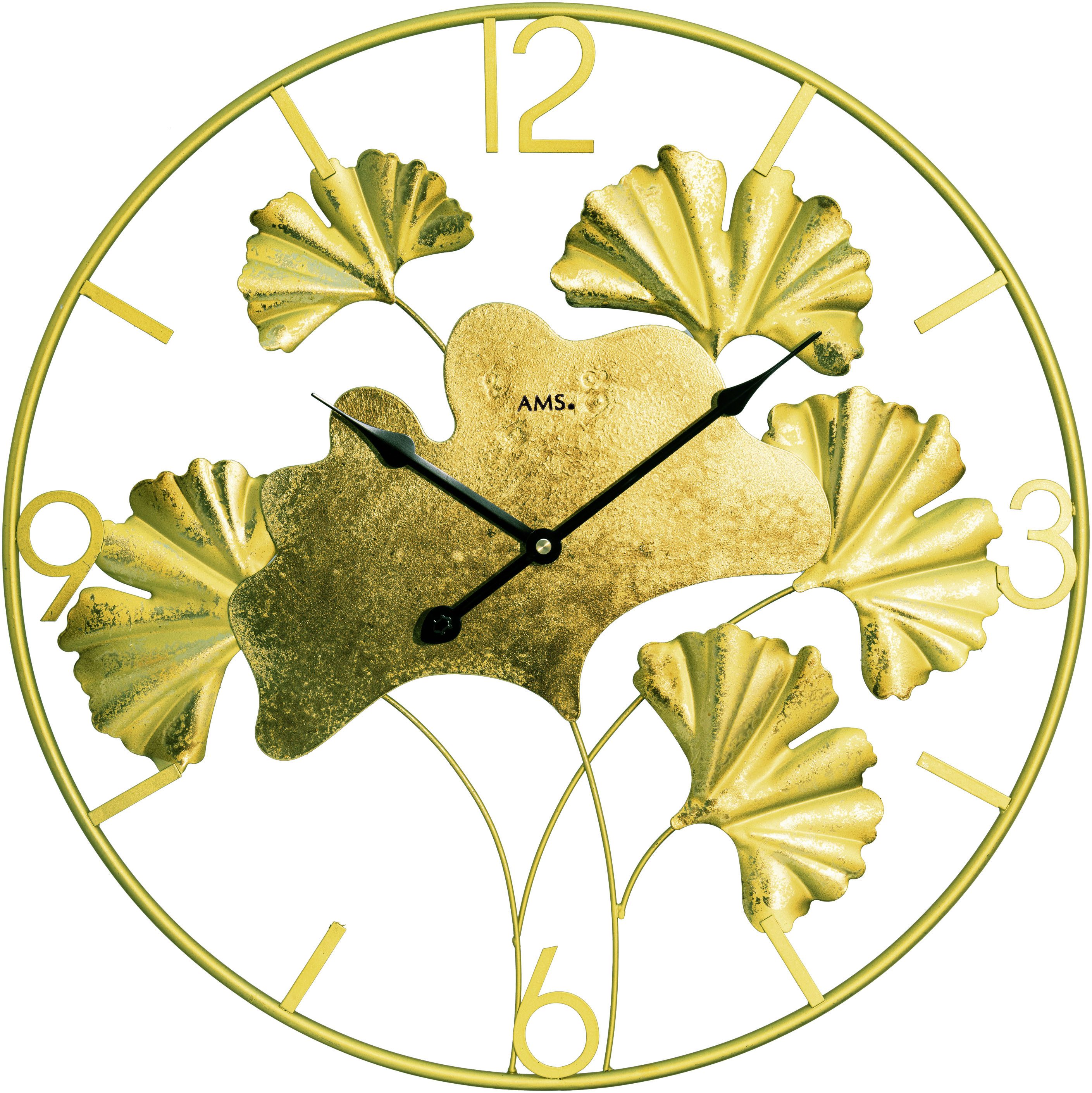 AMS Wanduhr (Quarzuhr, Metall, Wohnzimmer, Esszimmer, Küche, Arbeitszimmer, Büro)