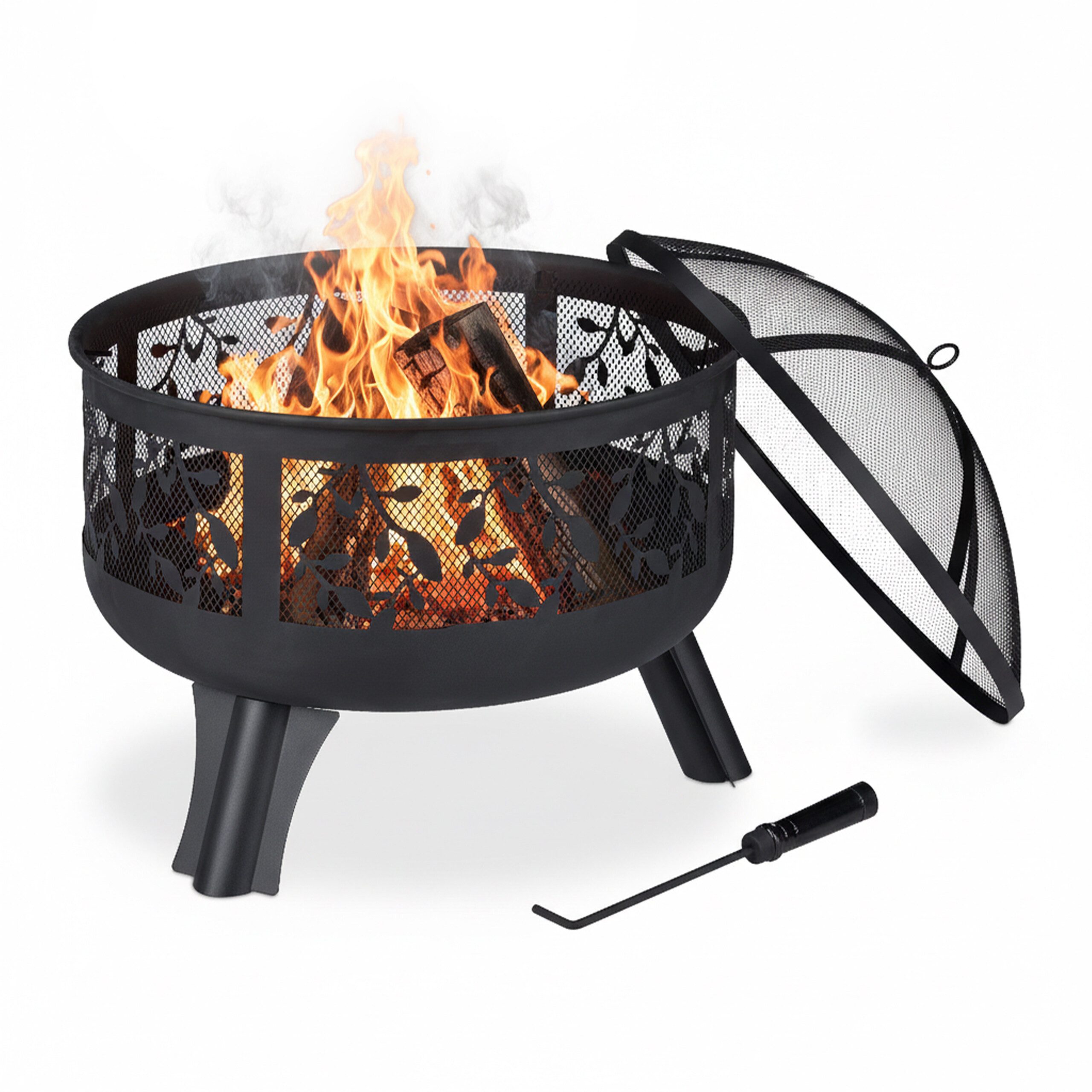 relaxdays Feuerschale mit Funkenschutz