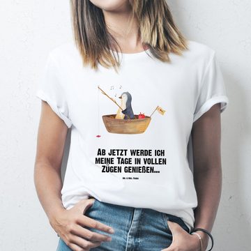 Mr. & Mrs. Panda T-Shirt Pinguin Angelboot - Weiß - Geschenk, Neustart, Schlafshirt, verträumt (1-tlg)