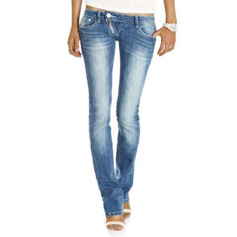 be styled Low-rise-Jeans ultra niedrige Damen Hüftjeans, gerade Hosen j99a