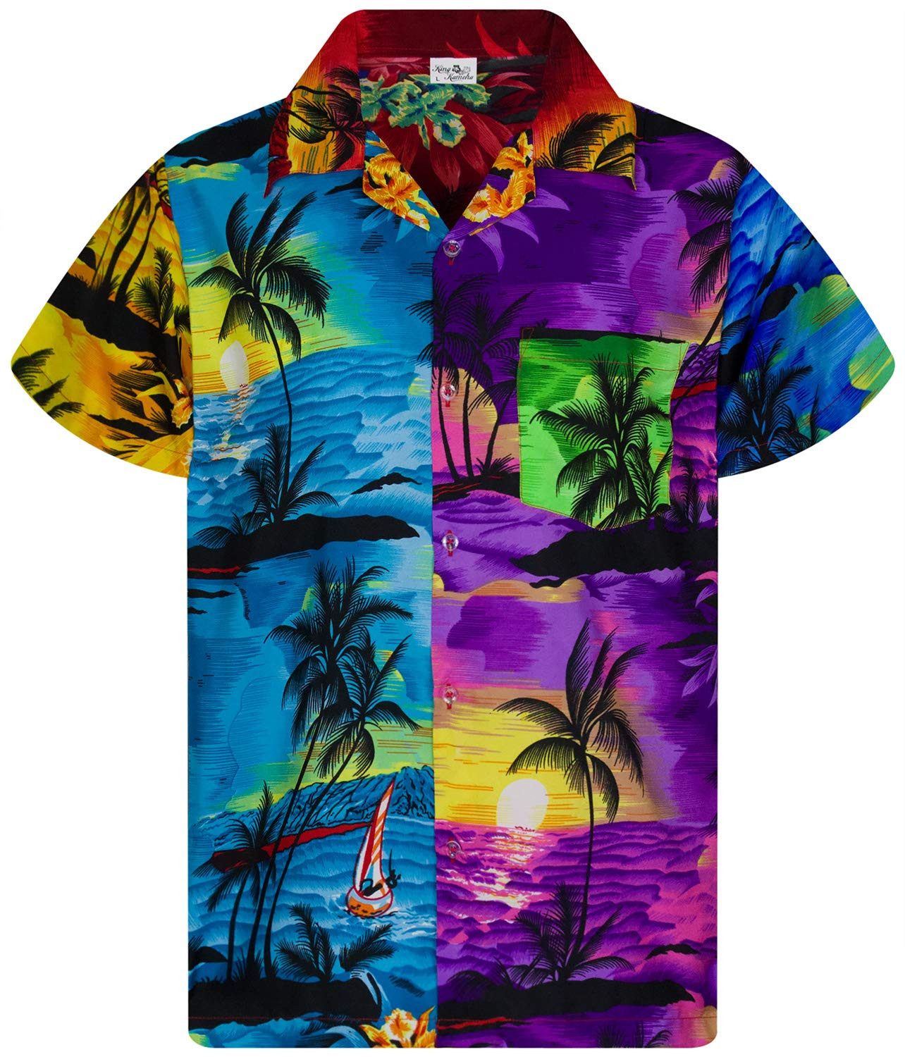 Hawaiihemd Surf Kids Funky Hawaii-Hemd Kinder Kurzarm Front-Tasche Unisex