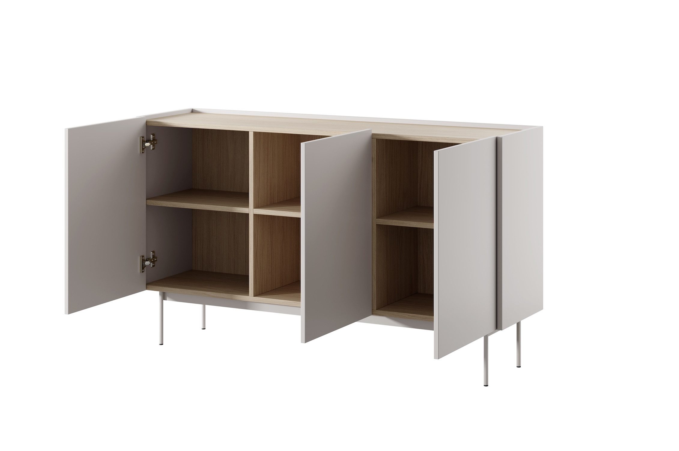 Feldmann-Wohnen Kommode Color (Color, 1 St., Sideboard), 144x37x83cm Kaschmir, Eiche Linea, grifflos