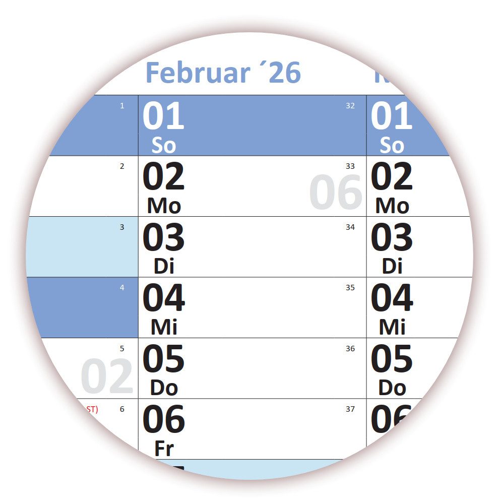 LYSCO Wandkalender XL Wandplaner DIN A1 2026 / 2026 + 2027 blau, nass abwischbar, 12 Monate Jahresplaner Wandplaner gerollt, Kalender Format 59,4 x 84,1cm