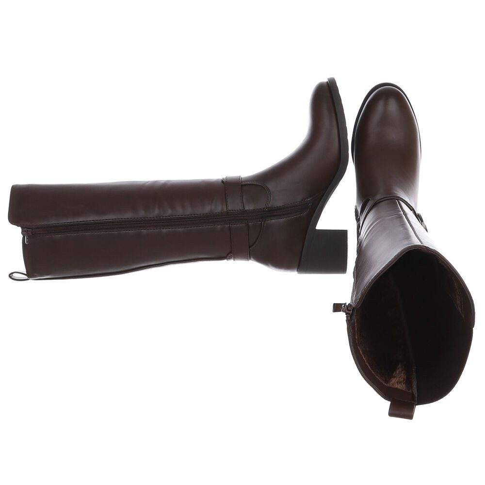 Ital-Design Damen Stiefel mit Gürtelschnalle und Blockabsatz Stiefel (90109 günstig online kaufen