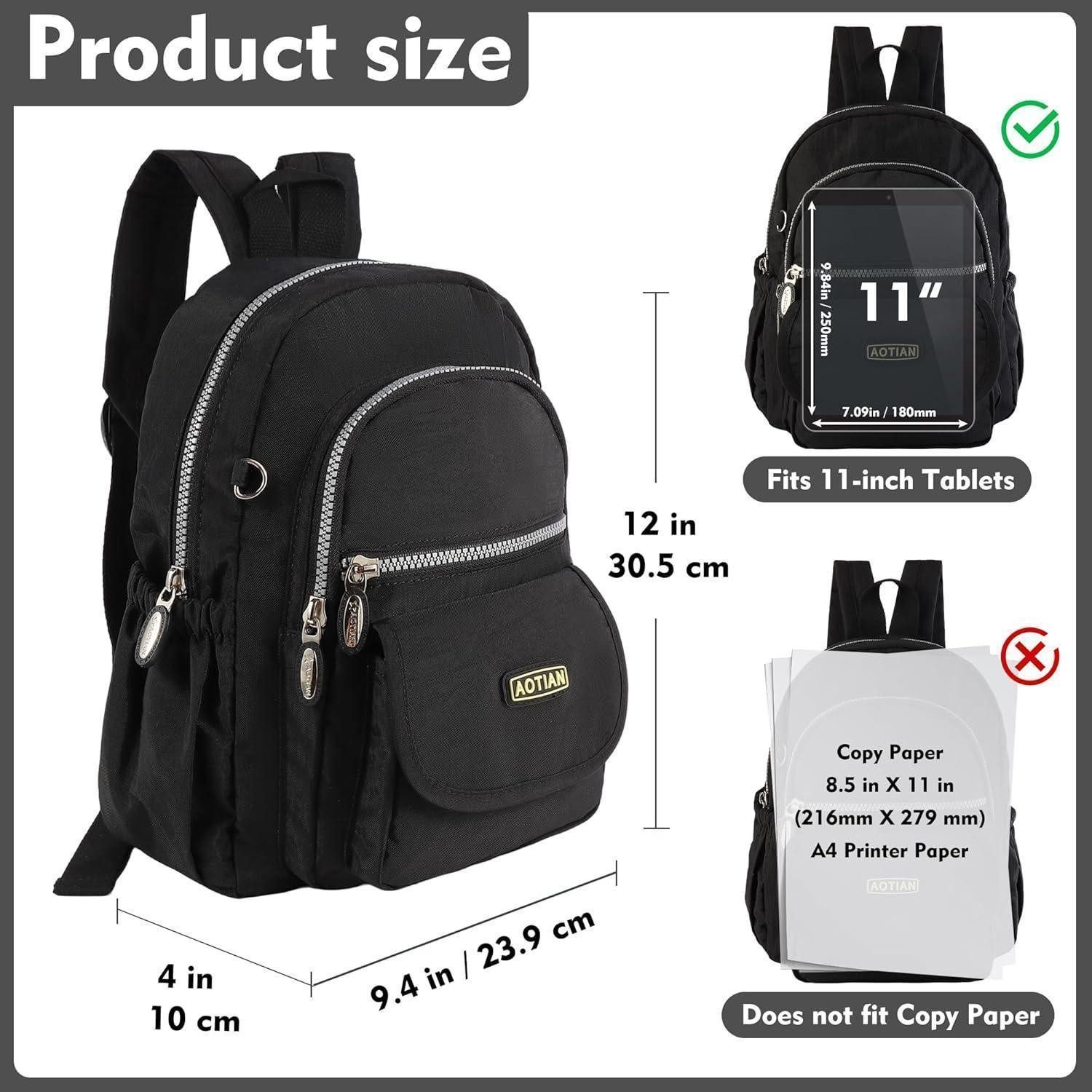 LuxusKollektion Minirucksack Rucksack Mädchen Damen Daypack 7 Liter Leichtgewicht Mini Schwarz