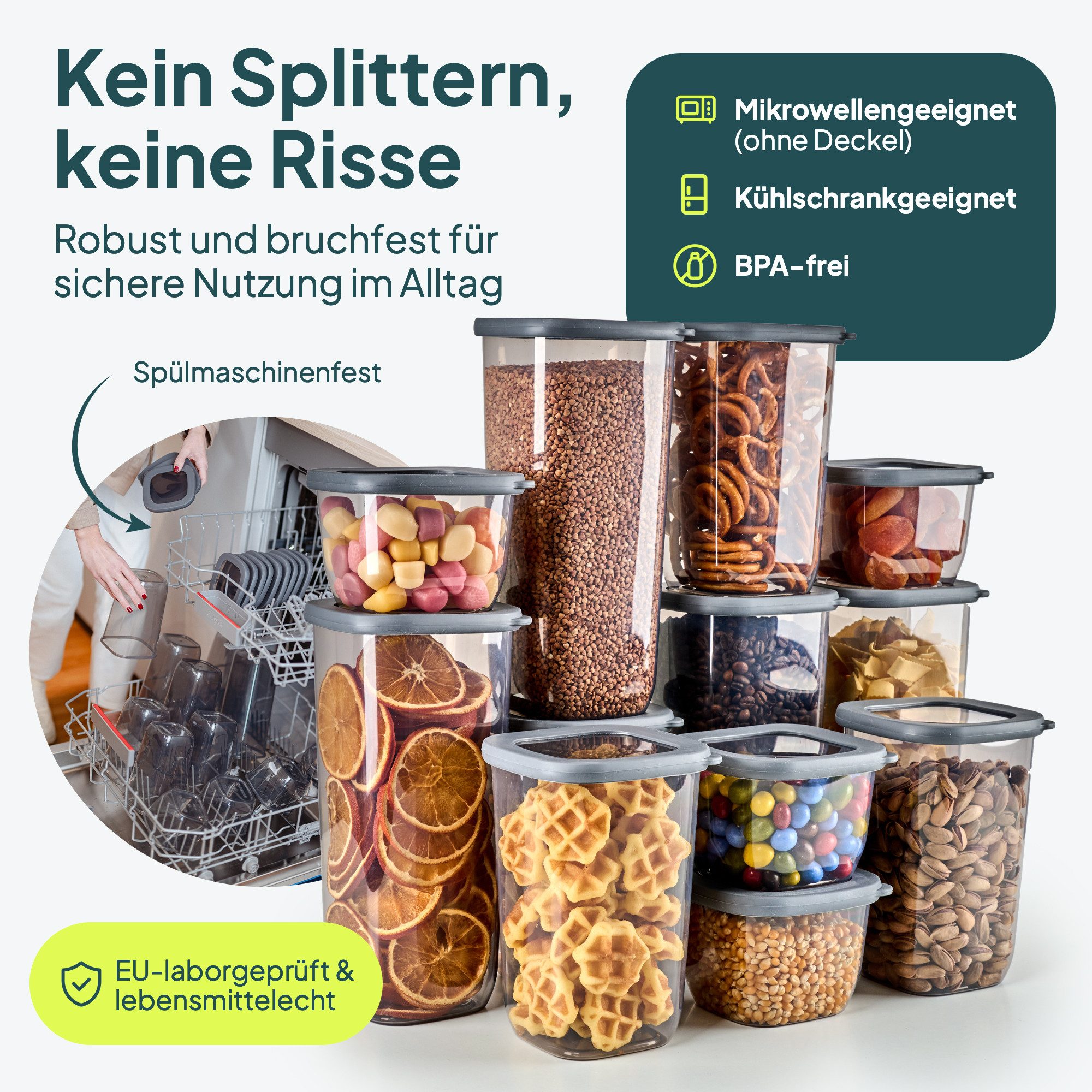 uandu home Vorratsdose Vorratsdosen mit Deckel Luftdicht, Vorratsbehälter Set, BPA Frei, (Vorratsbehälter Set, Aufbewahrungsbox Küche, Luftdichte Aufbewahrungsb – Bild 4 von 5