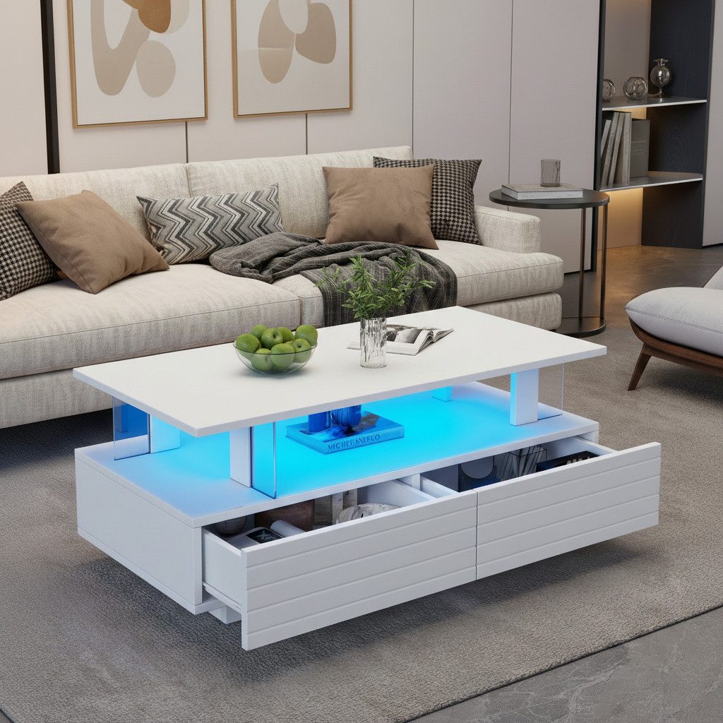 HAUSS SPOLE Couchtisch mit LED-Beleuchtung, Bluetooth-Handy-App-Steuerung f günstig online kaufen