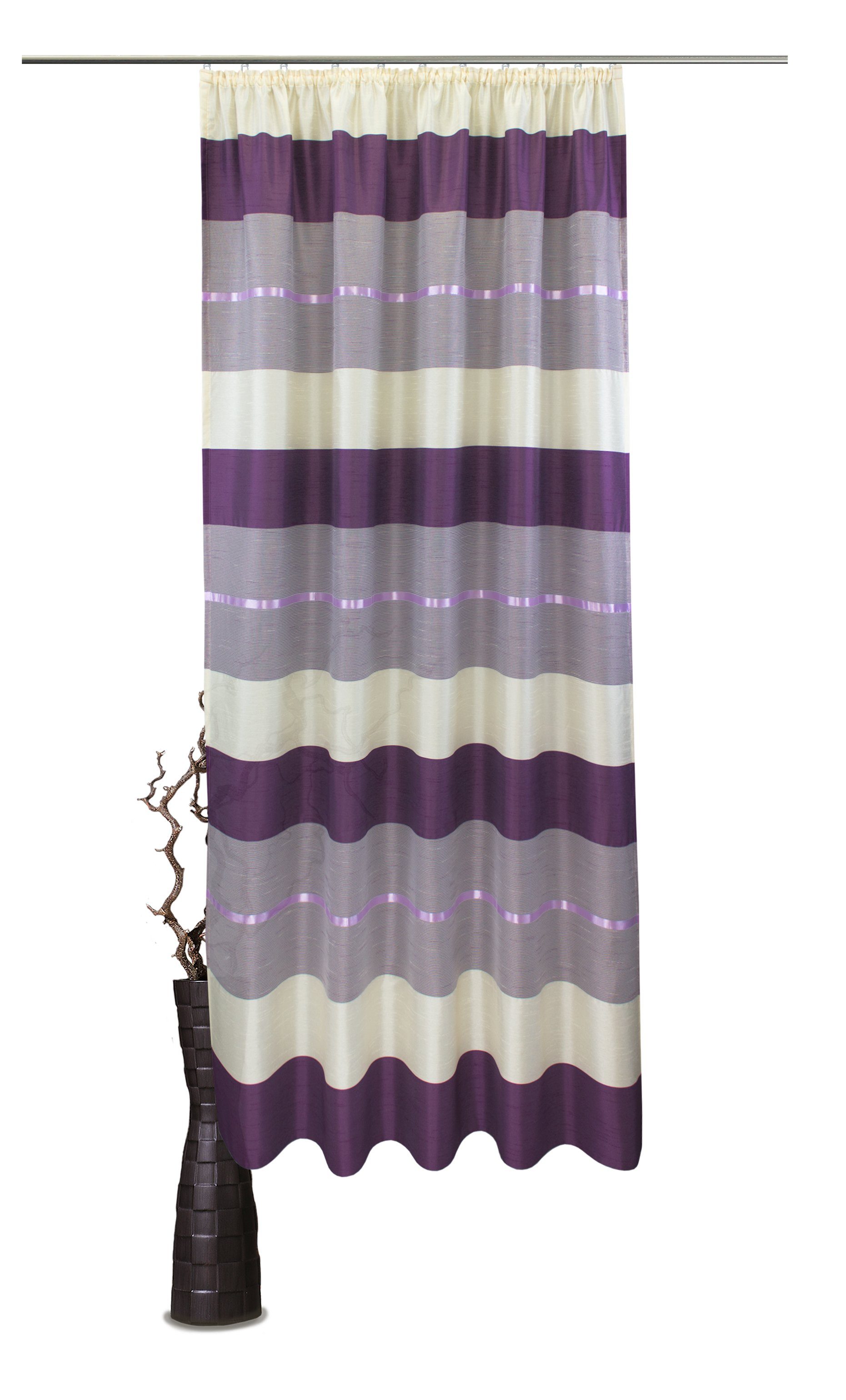 Vorhang Solea, VHG, Kräuselband (1 St), halbtransparent, Polyester, Schal beige-lila