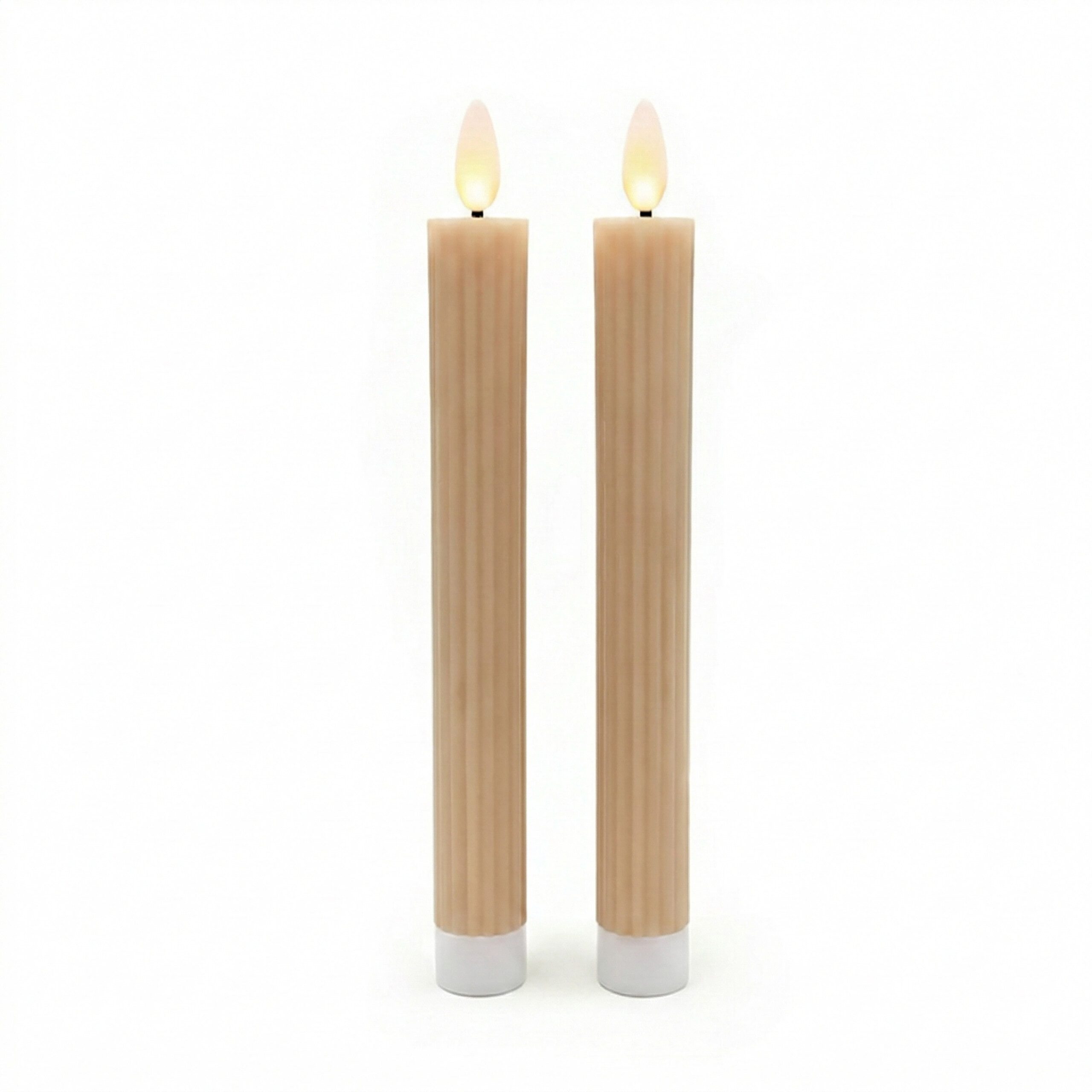 relaxdays LED-Kerze LED Stabkerzen 2er Set, Timerfunktion, LED, Warmweiß, Mocha Mousse