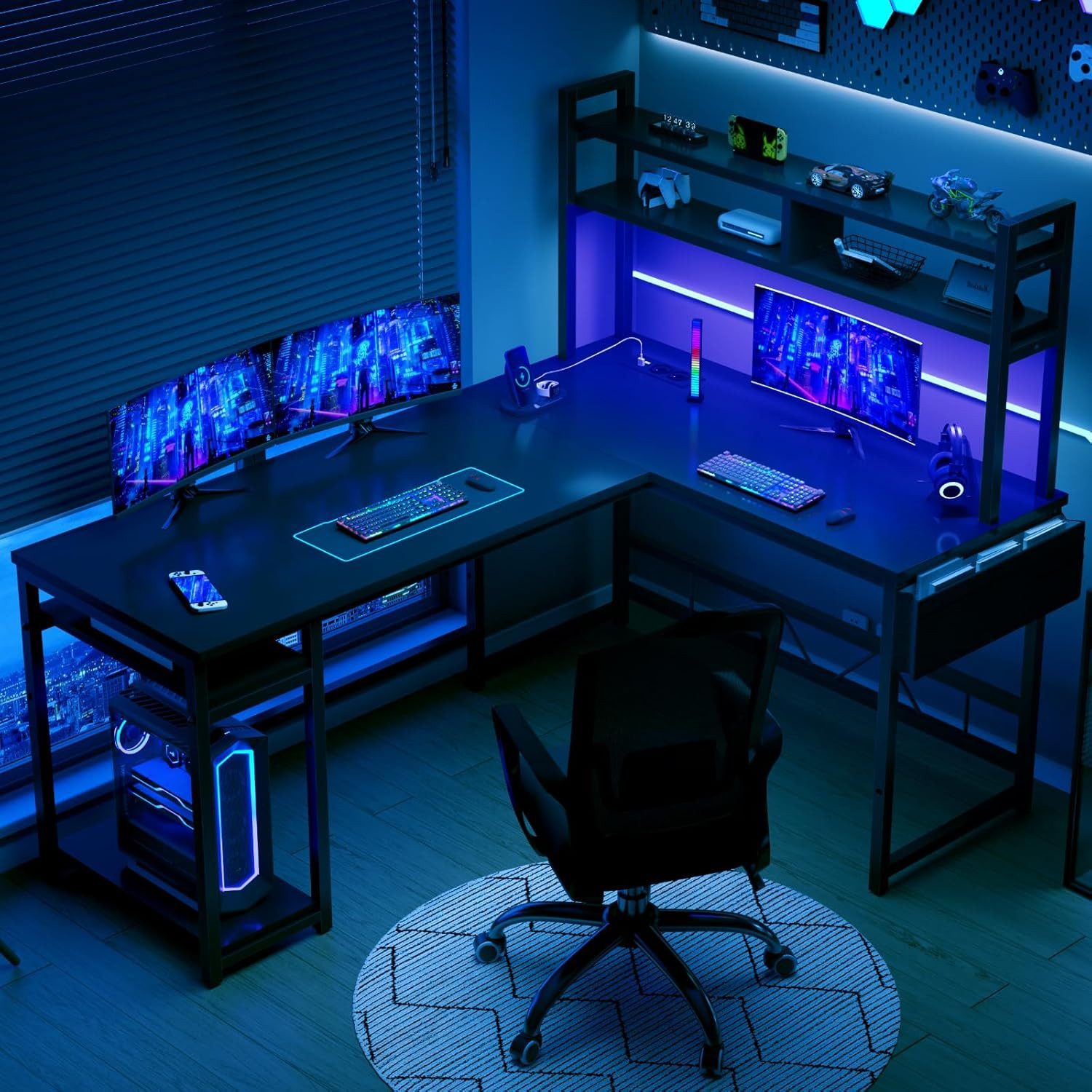 Furnicopia Eckschreibtisch 140 * 120cm Schreibtisch mit LED und USB L-förmi günstig online kaufen