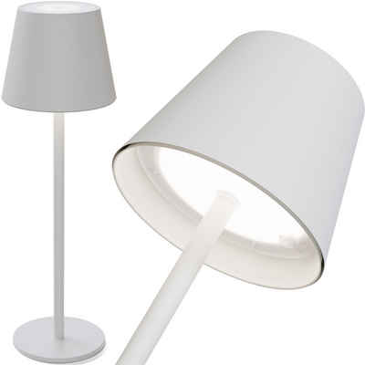 ovilum LED Außen-Tischleuchte Tischlampe, aus Edelstahl in Weiß zur