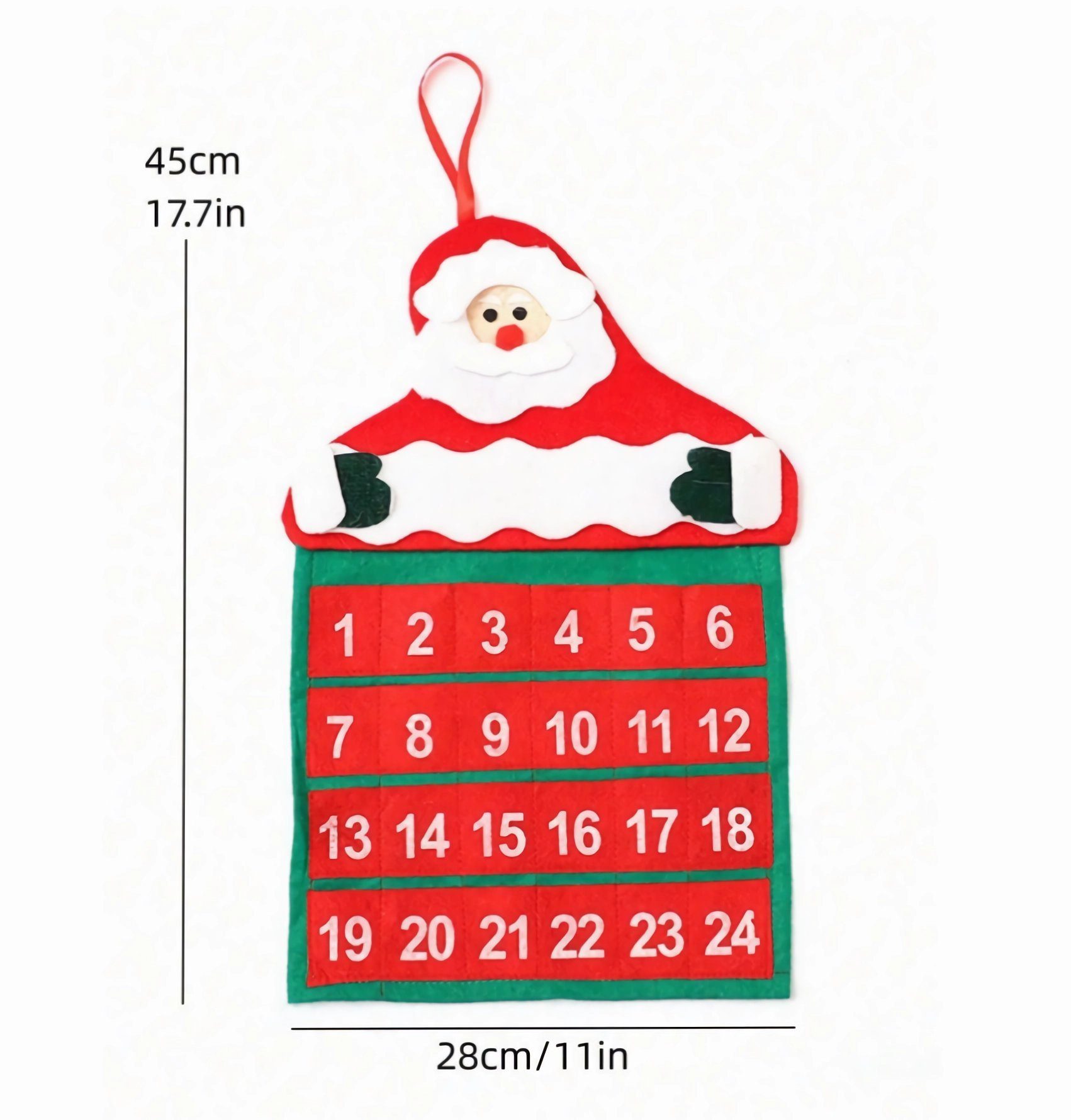 Dekoration Adventskalender Weihnachtsmann zur Cartoon mit Aufhängeloch, Countdown Coonoor