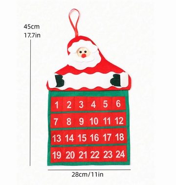 Coonoor Adventskalender Weihnachtsmann Cartoon Countdown mit Aufhängeloch, zur Dekoration