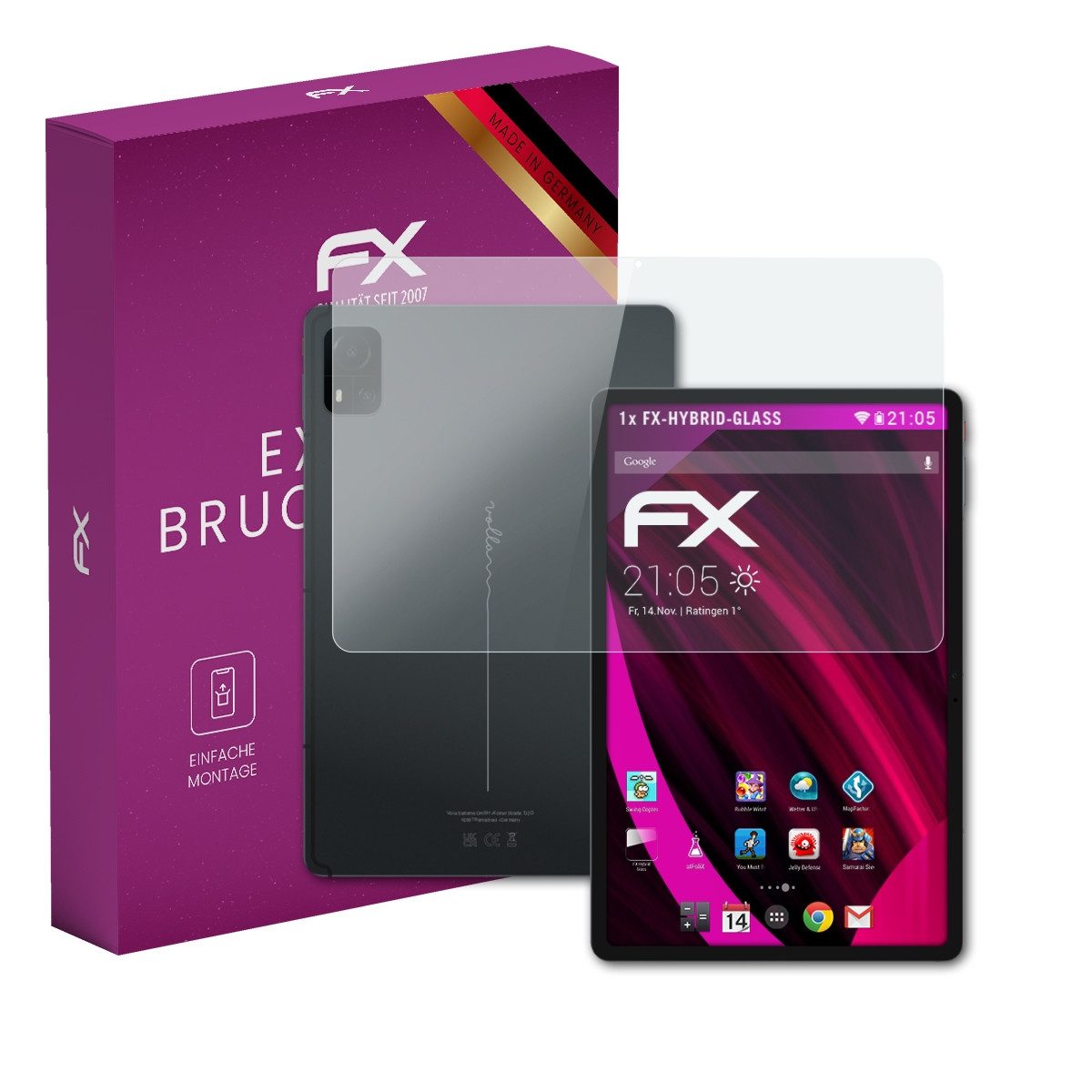 atFoliX Schutzfolie Panzerglasfolie für Volla Tablet, Ultradünn und superhart