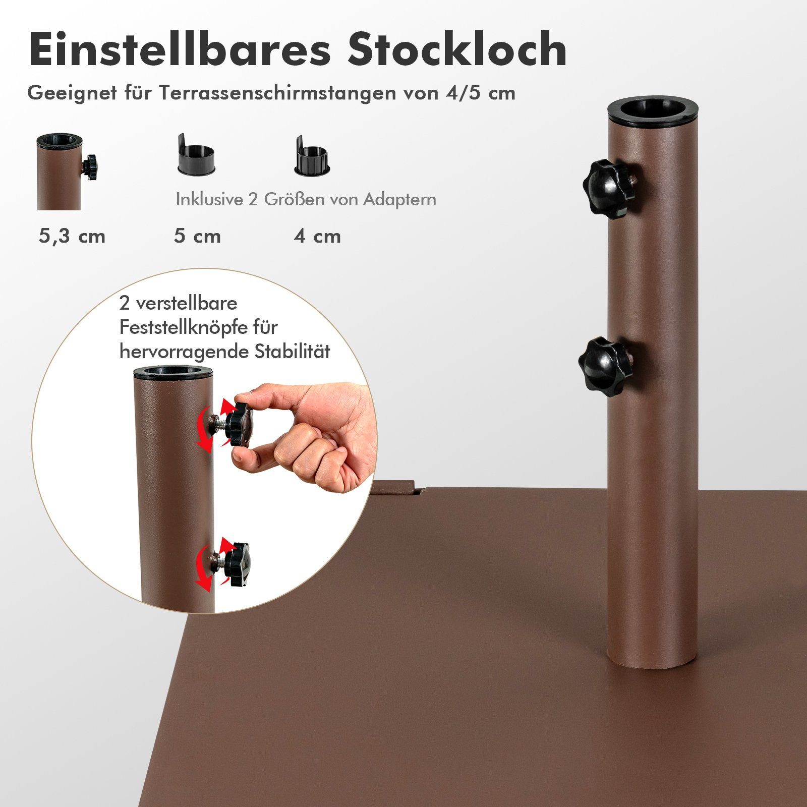 mit & Schirmständer, 60cm Griff Rädern quadratisch COSTWAY