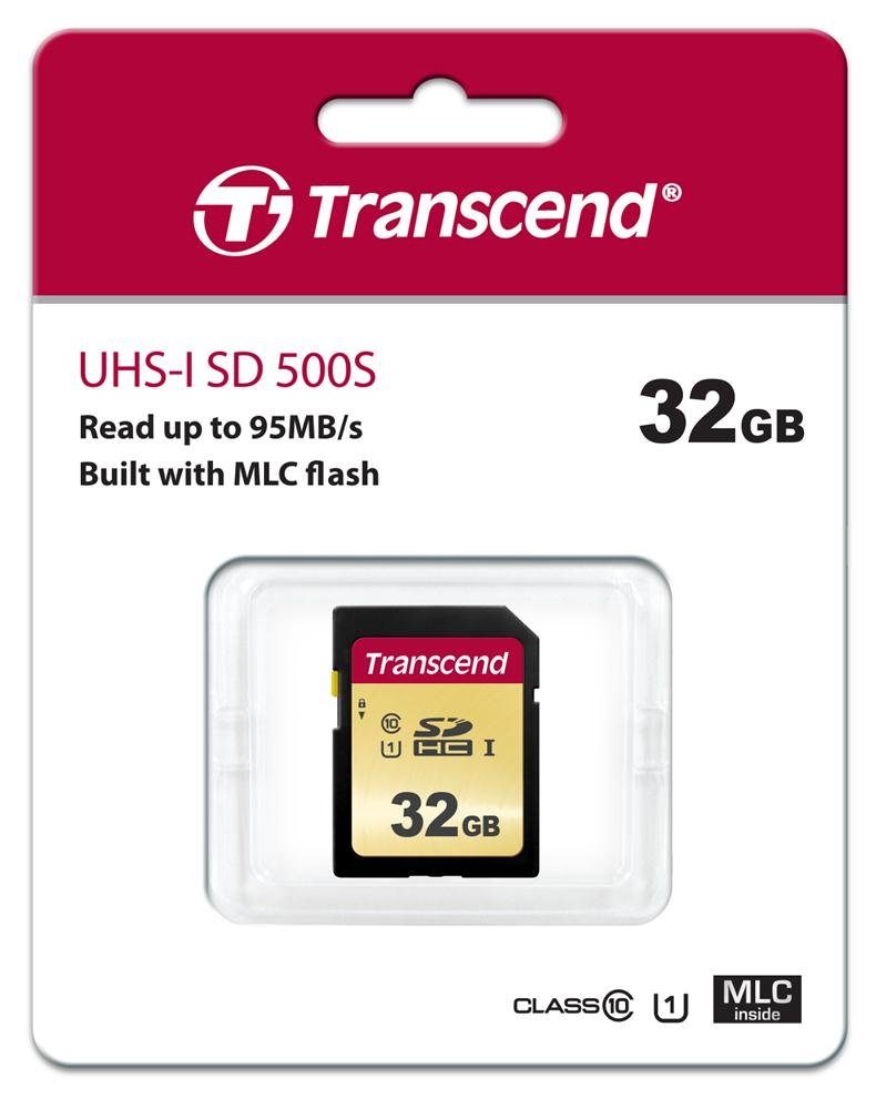 Transcend Transcend SDHC Karte 32GB Speicherkarte 500S UHS-I U1 Class 10 Speicherkarte
