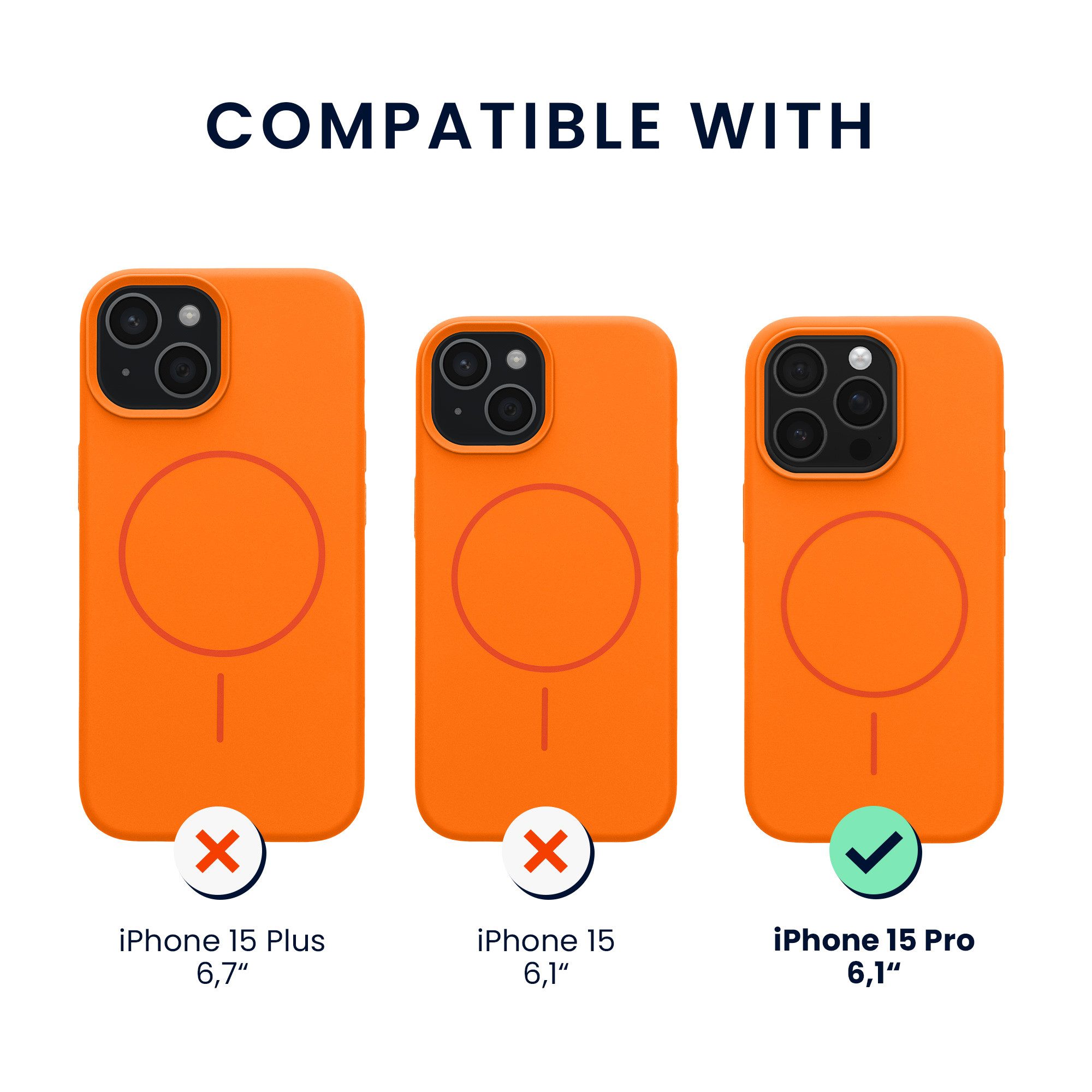 kwmobile Smartphone-Hülle Soft Silikon Case für Apple iPhone 15 Pro Hülle, magnetische Schutzhülle kompatibel mit MagSafe Cover gummiert