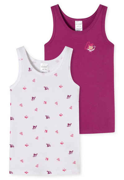 Schiesser Unterhemd 2er Pack Feinripp Organic Cotton (Spar-Set, 2-St) Unterhemd / Top - Baumwolle - Top mit tonalem Einfass an Hals und Arm