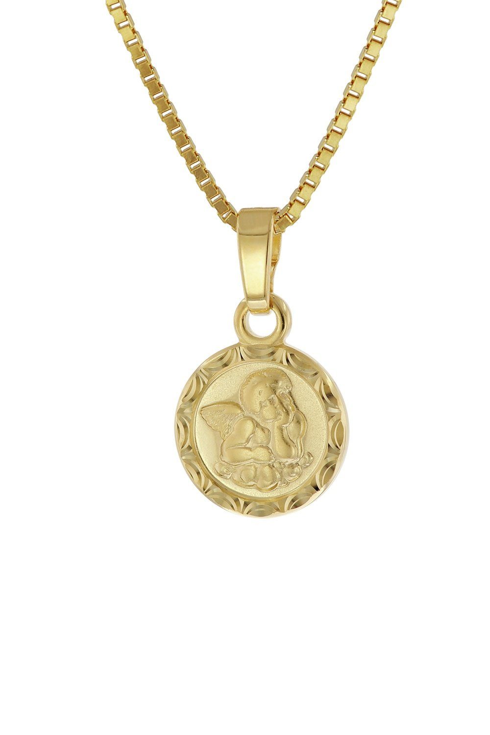 trendor Kette mit Anhänger Engel-Anhänger Gold 333 mit vergoldeter Silber-Kette für