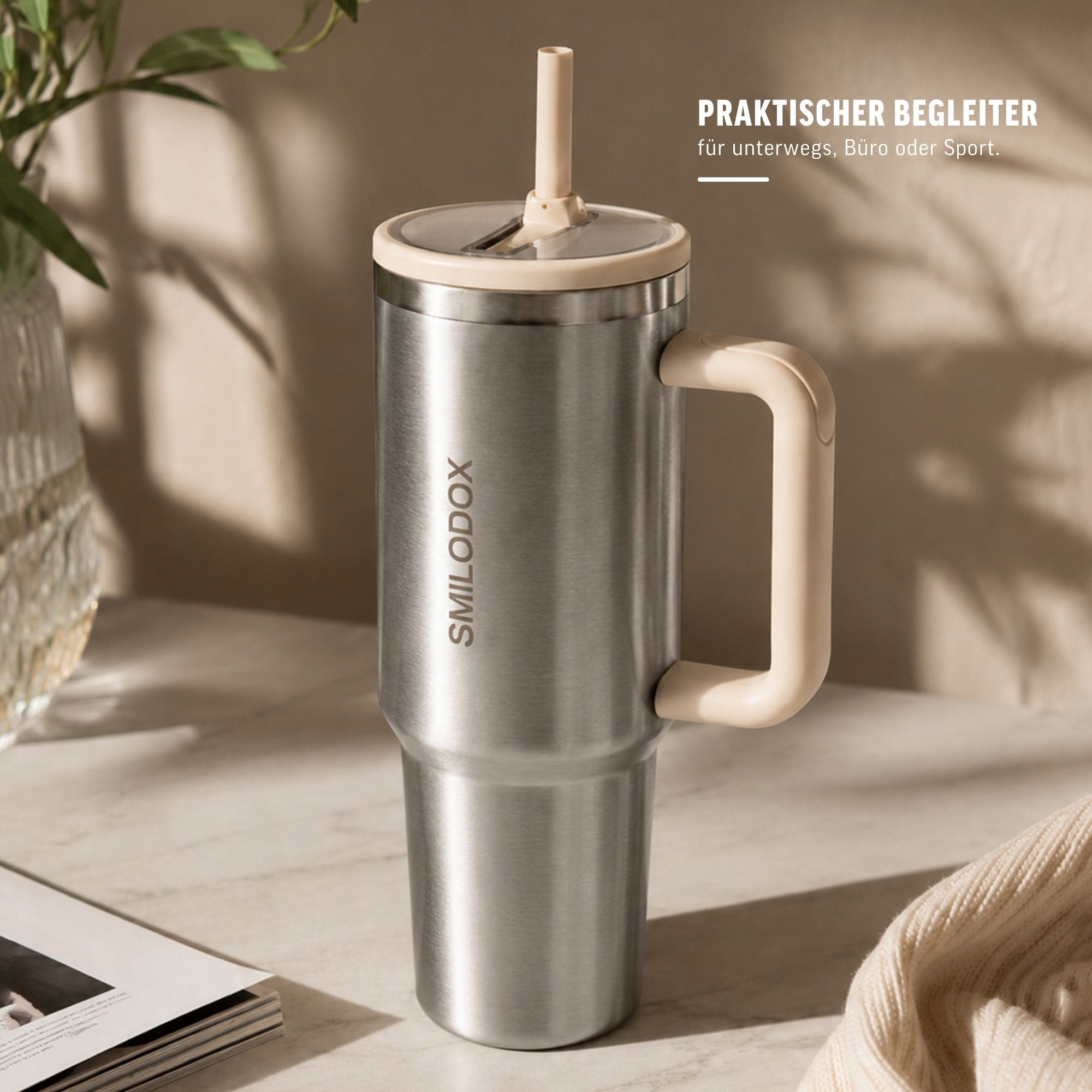 Smilodox Trinkflasche Termis Edelstahl Thermobecher, 1,2 Liter Trinkbecher, 100% auslaufsicher, BPA-frei, Unisex Design, für Büro, Gym & Alltag – Bild 3 von 5