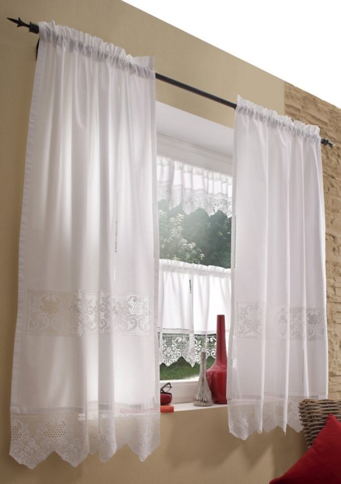 HOSSNER - ART OF HOME DECO Gardine Dachstein (2 St), Stangendurchzug, halbtransparent, HxB: 150x90