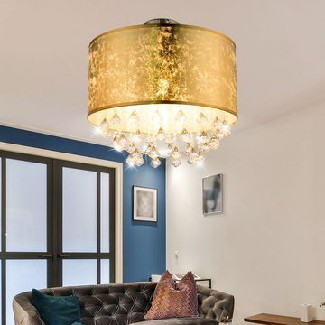 etc-shop Deckenleuchte, Leuchtmittel nicht inklusive, Kristall Deckenleuchte gold Esszimmer Deckenlampe Wohnzimmerleuchte