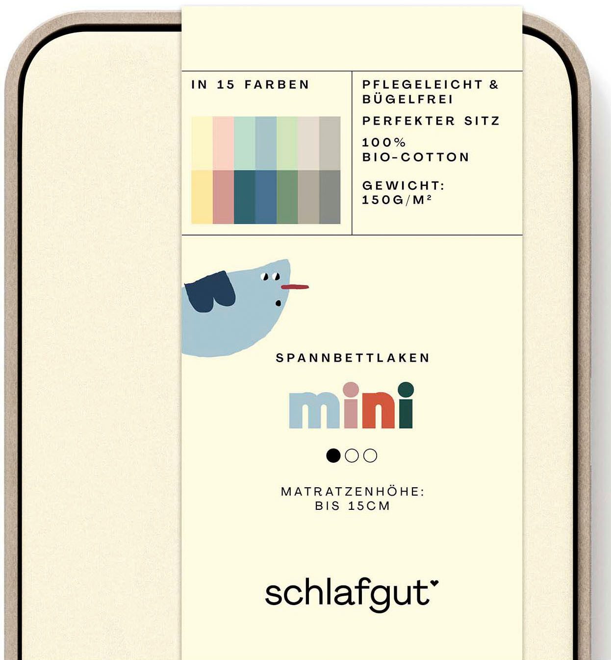 Schlafgut Spannbettlaken Casual Mini Spannbettlaken, Jersey, Gummizug: rundum, (1 Stück), für Kinder, MADE IN GREEN by OEKO-TEX®