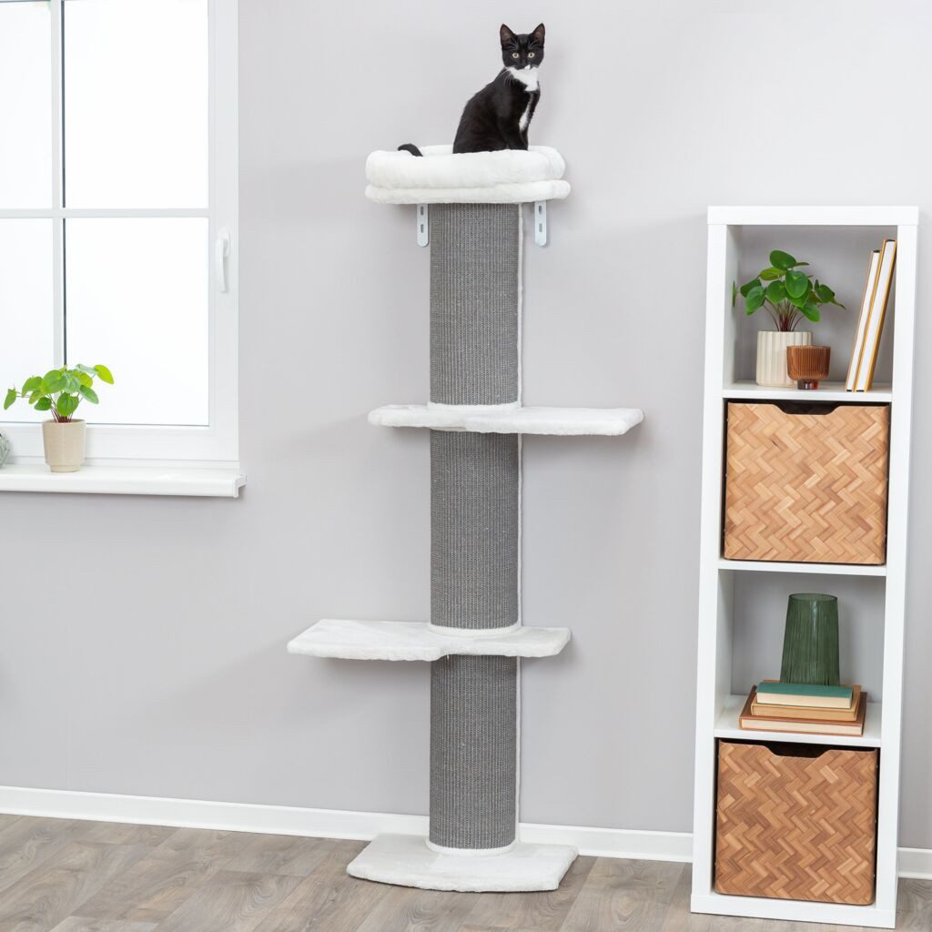 TRIXIE Katzen-Kletterwand Kratzbaum Acadia mit Wandbefestigung - grau - 160 cm