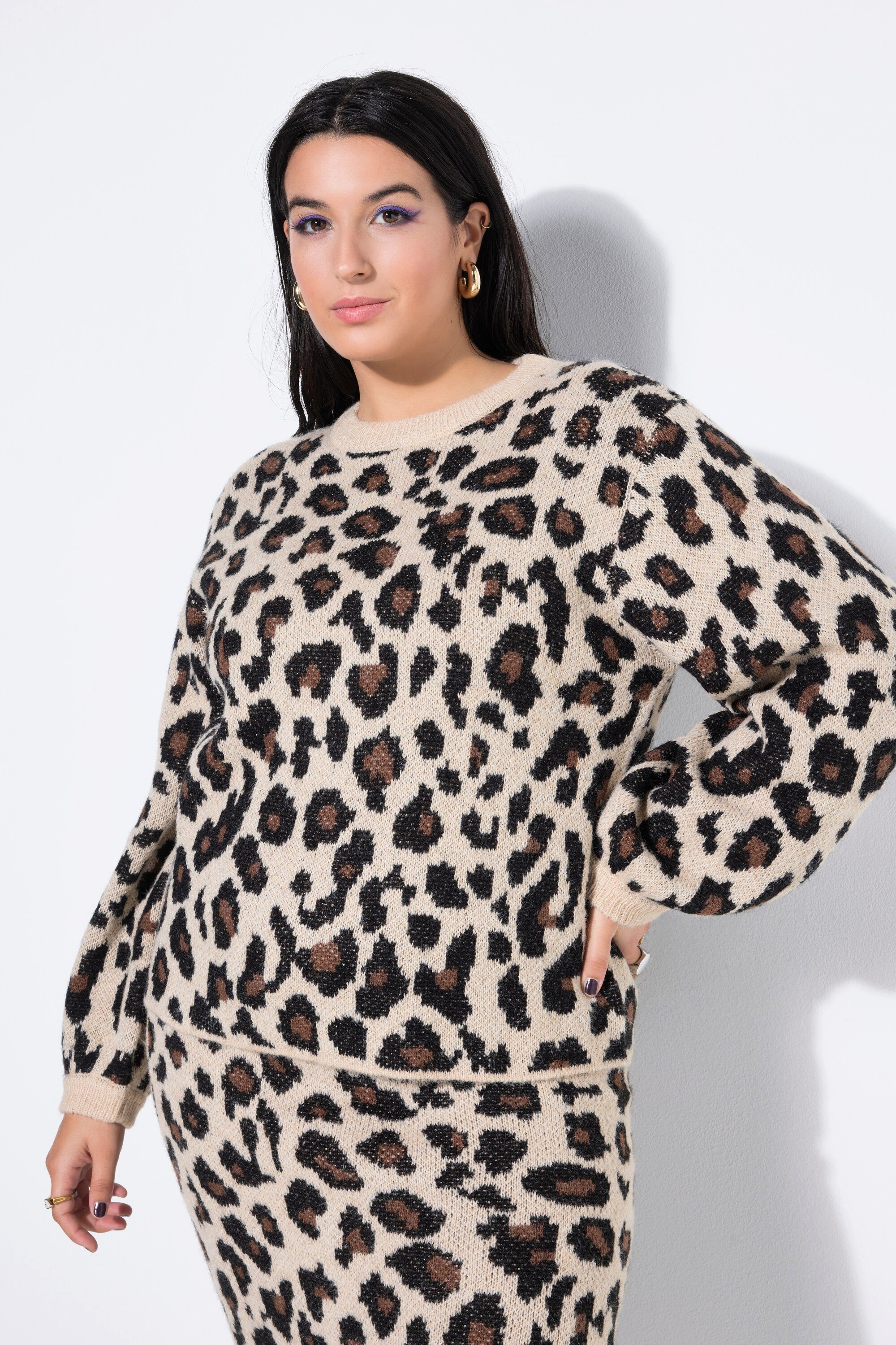 Studio Untold Strickpullover Pullover Boxy Shape Leo Balon-Langarm