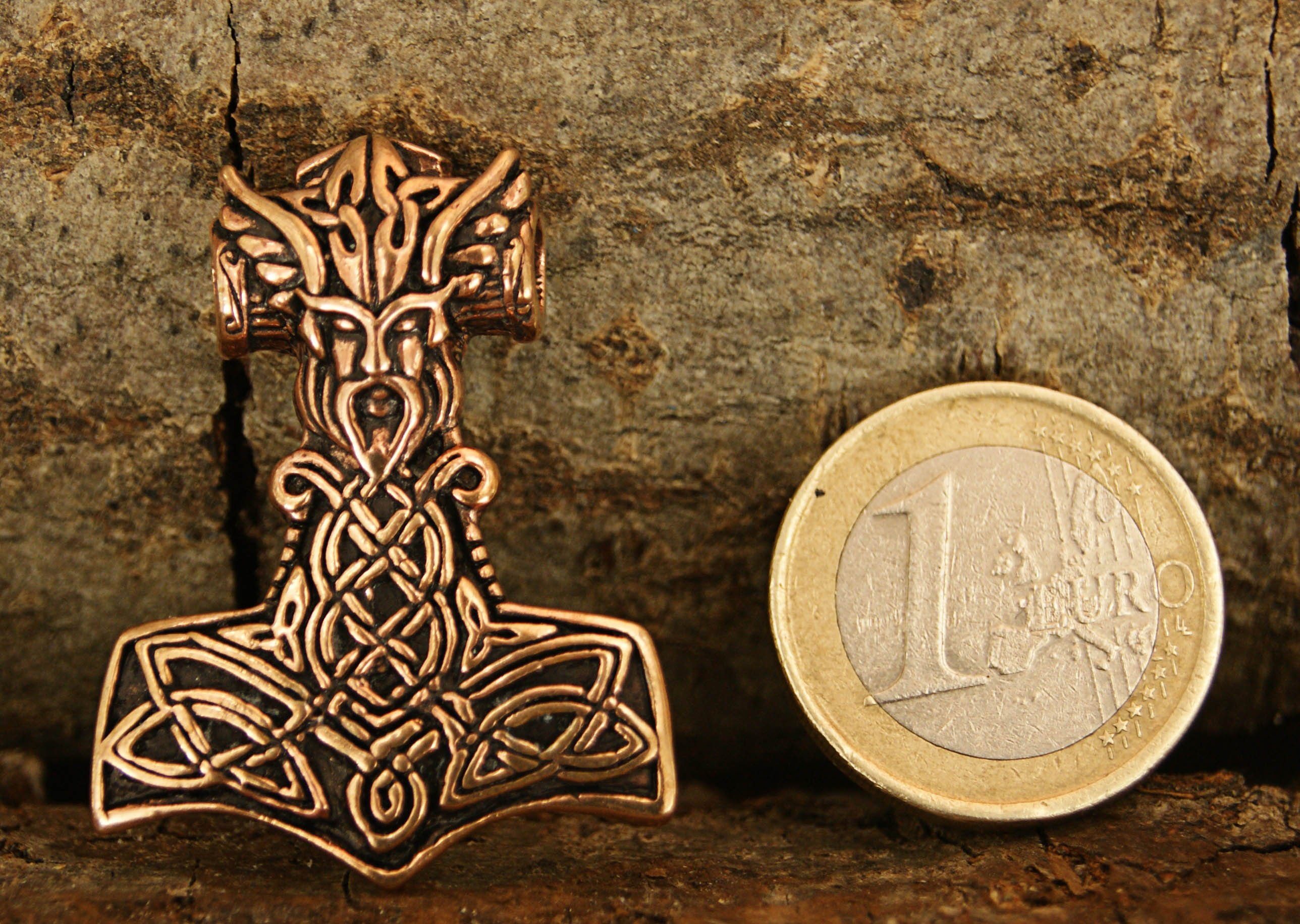 Wikinger Kiss Kettenanhänger Odin Leather Thor Thorhammer of Hammer großer Anhänger Thorshammer Bronze