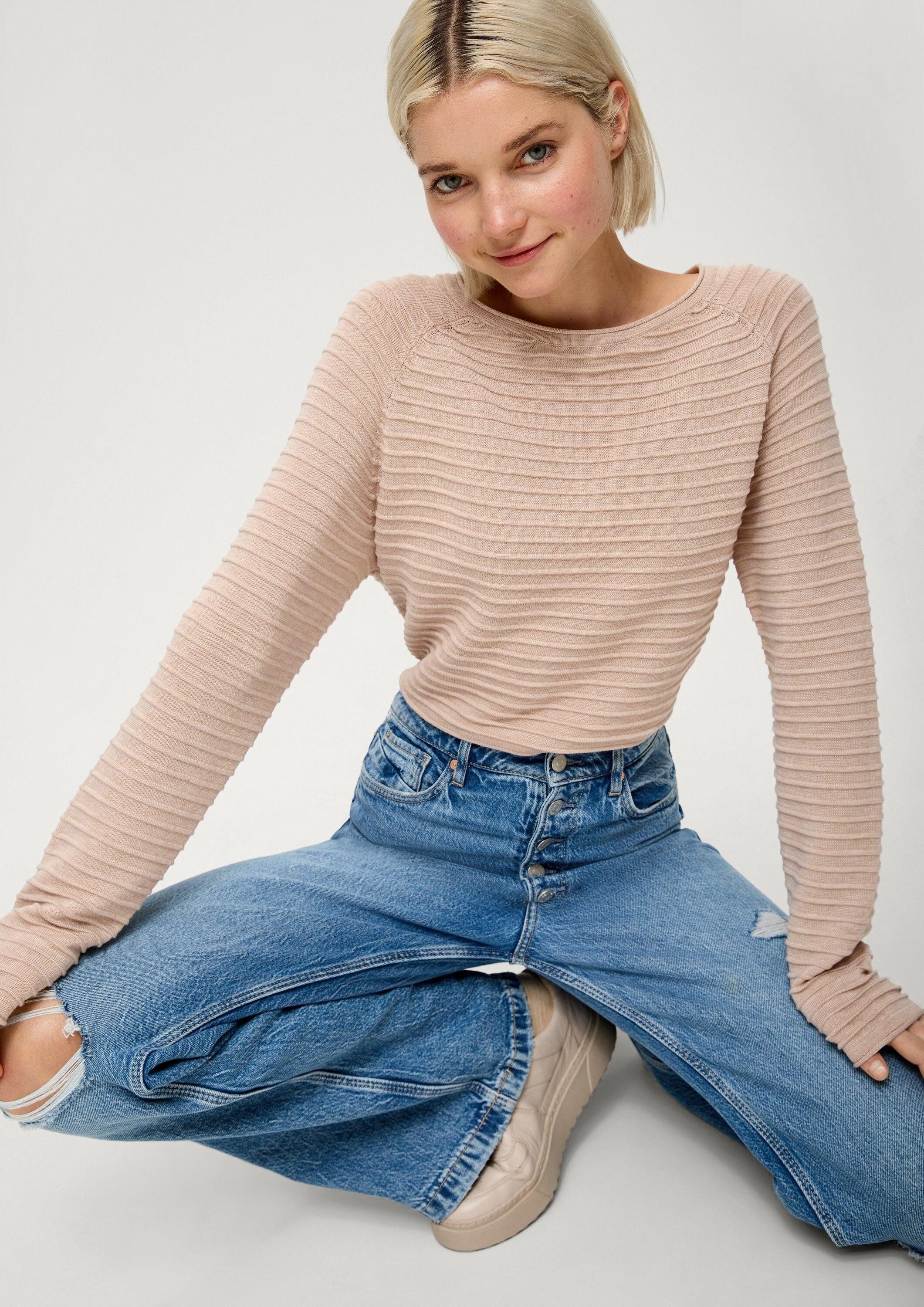 QS Longpullover Strickpullover Pullover aus Viskosemix
