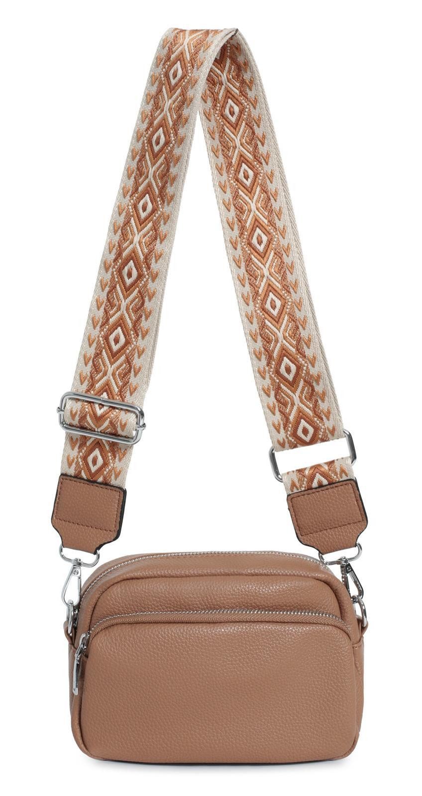 Schultertasche Damen Umhängetasche Bodybag Muster Gürtel Brusttasche Crossover Reise