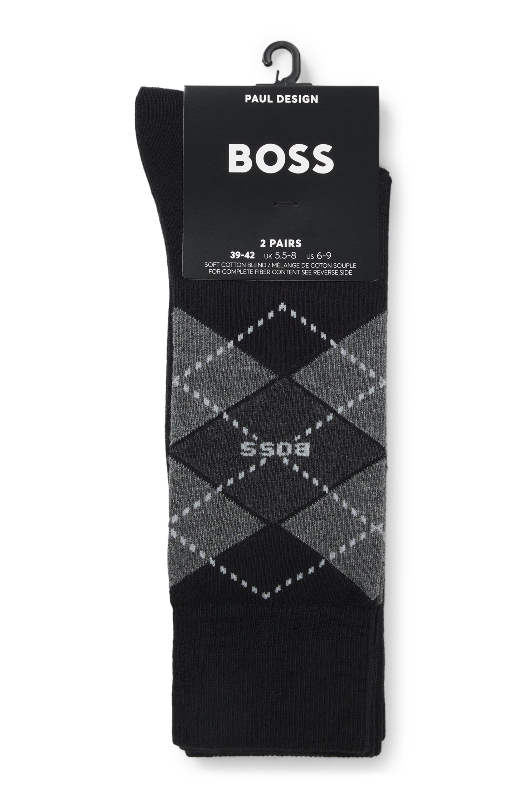 BOSS Socken 2P RS Argyle CC (Packung, 2-Paar, 2er Pack) mit BOSS Schriftzug